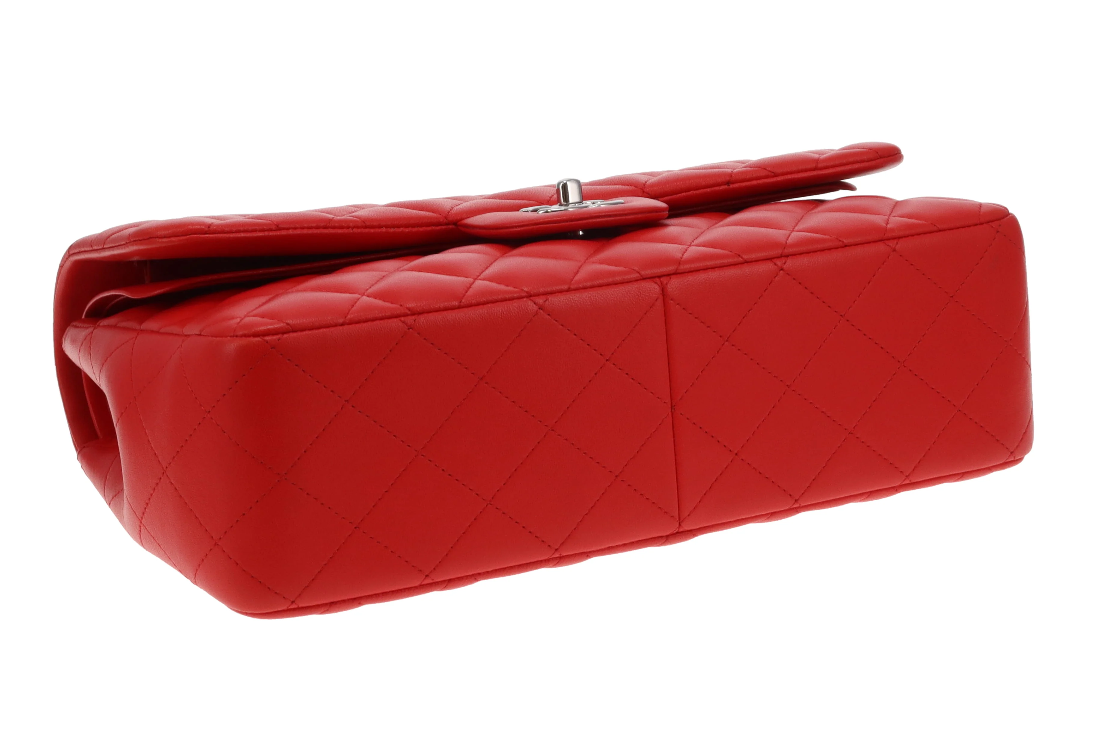 Chanel Classic Jumbo Double Flap Red Lambskin With Silver Hardware 2016/17 - Image 14