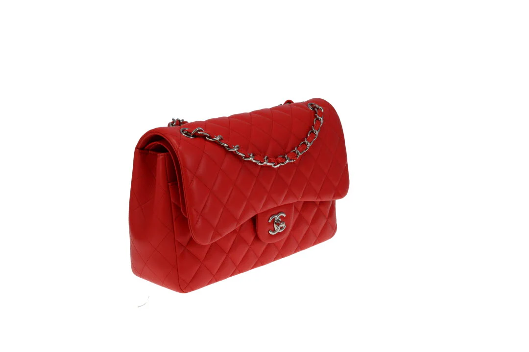 Chanel Classic Jumbo Double Flap Red Lambskin With Silver Hardware 2016/17 - Image 6
