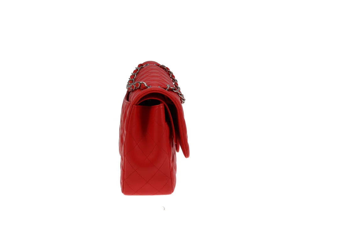 Chanel Classic Jumbo Double Flap Red Lambskin With Silver Hardware 2016/17 - Image 8
