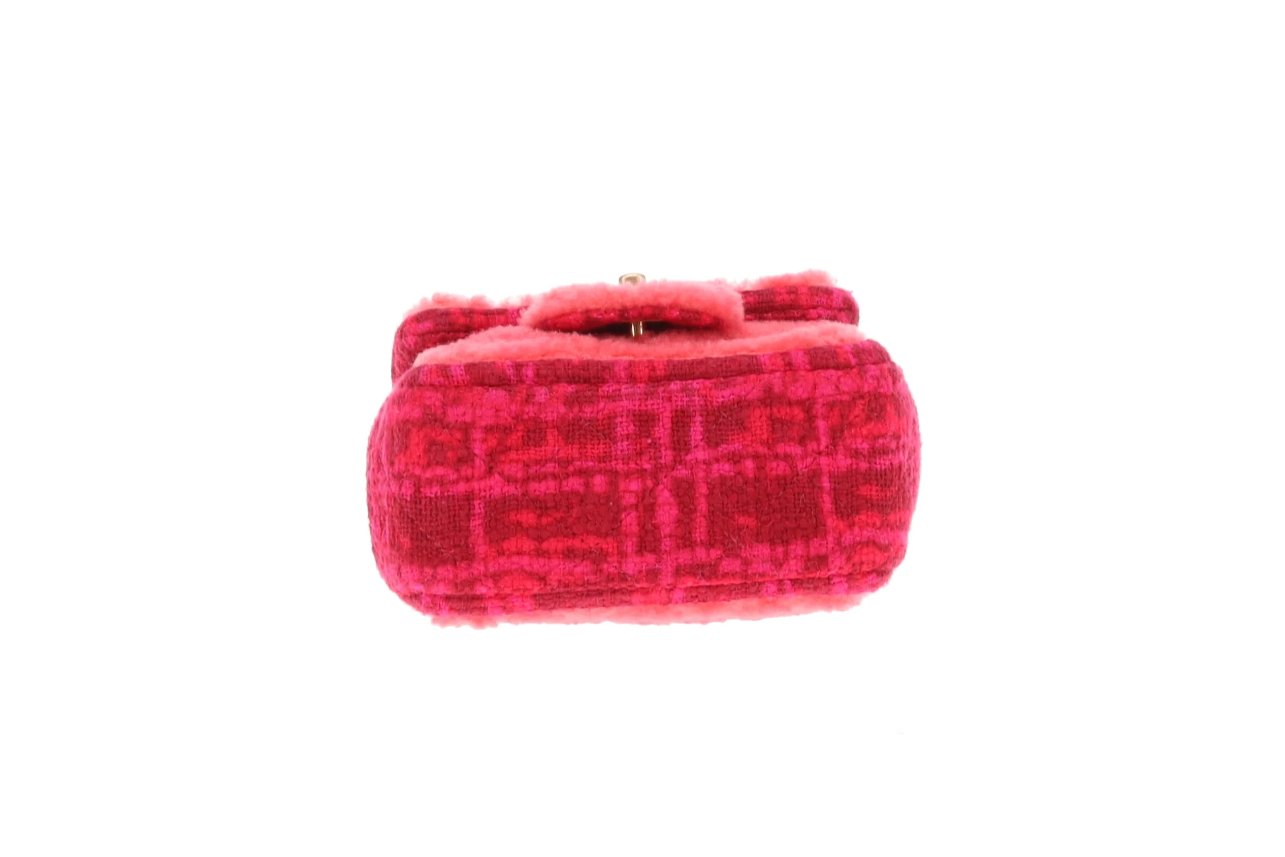 Chanel Classic Mini Square Pink Shearling and Tweed 2020 - Image 10