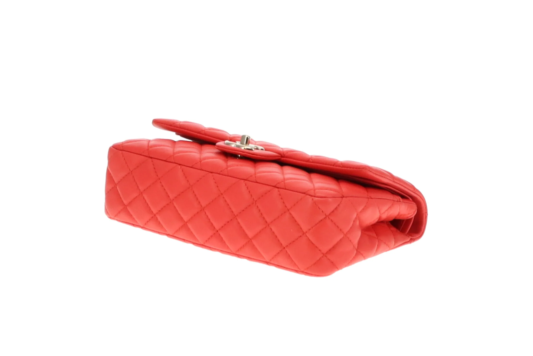 Chanel Classic Medium Double Flap Coral Red Lambskin SH 2008/09 - Image 10