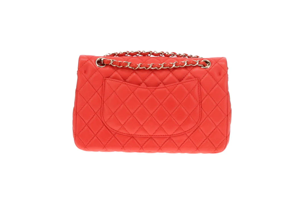 Chanel Classic Medium Double Flap Coral Red Lambskin SH 2008/09 - Image 12