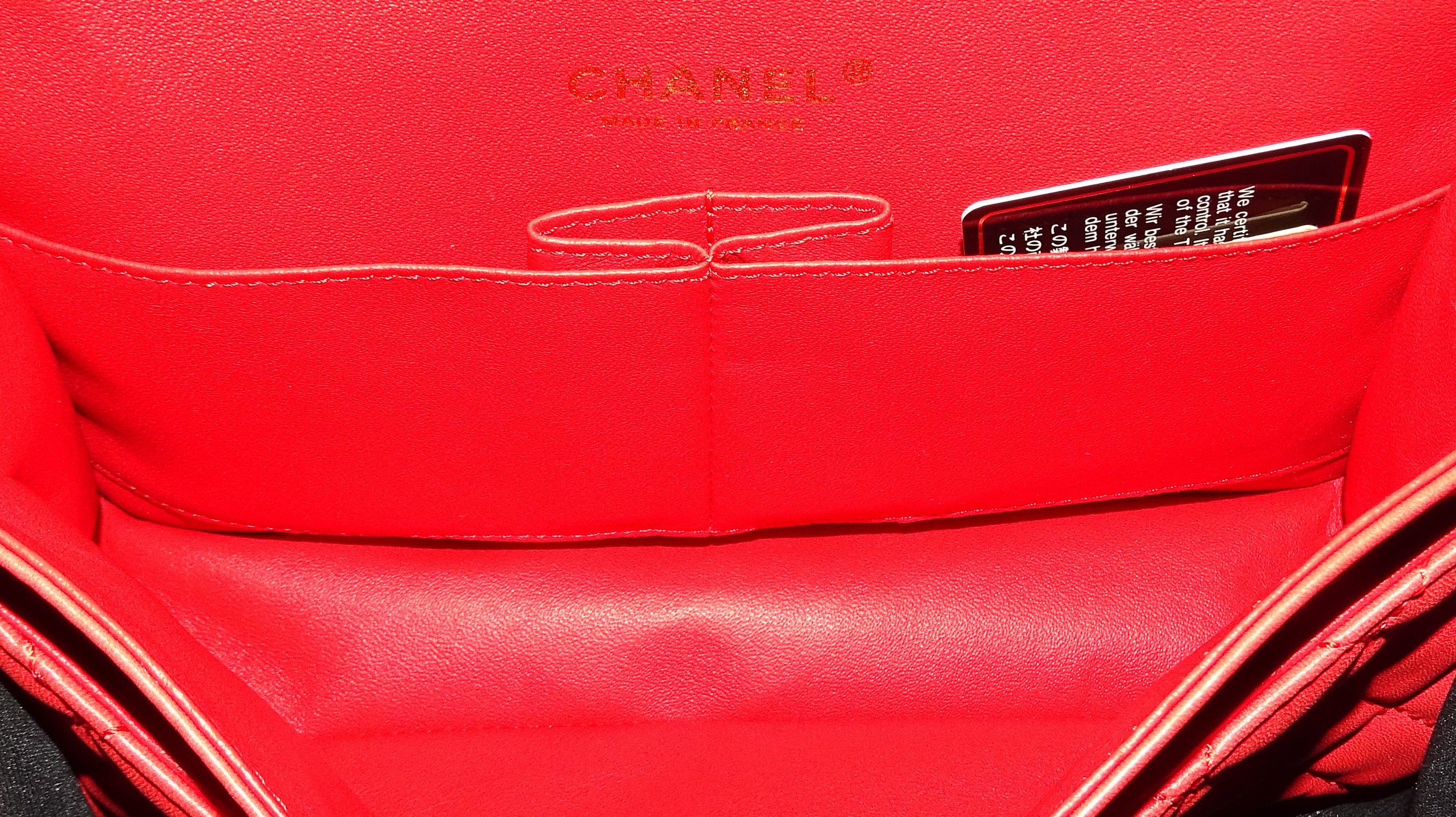 Chanel Classic Medium Double Flap Coral Red Lambskin SH 2008/09 - Image 16