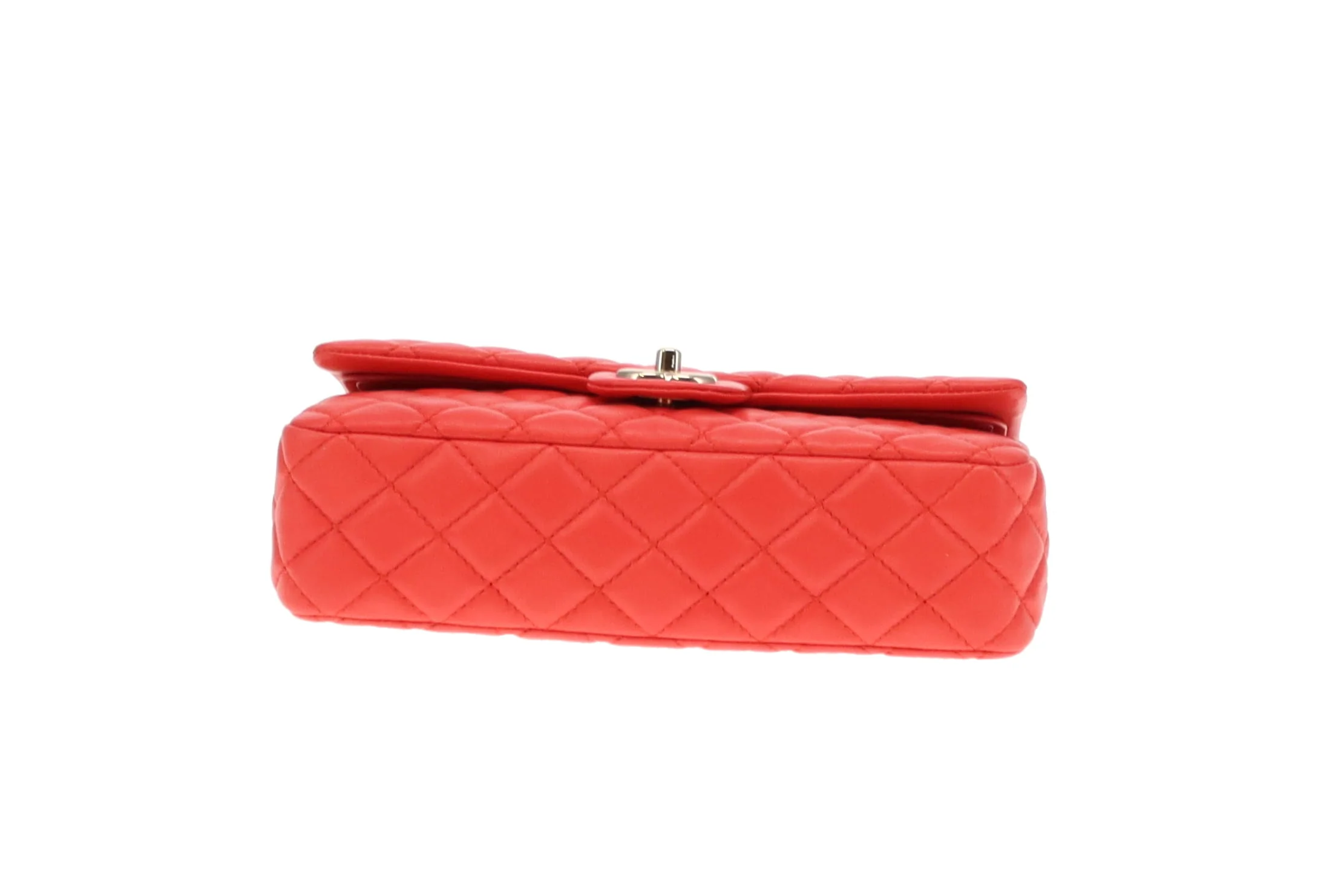 Chanel Classic Medium Double Flap Coral Red Lambskin SH 2008/09 - Image 8