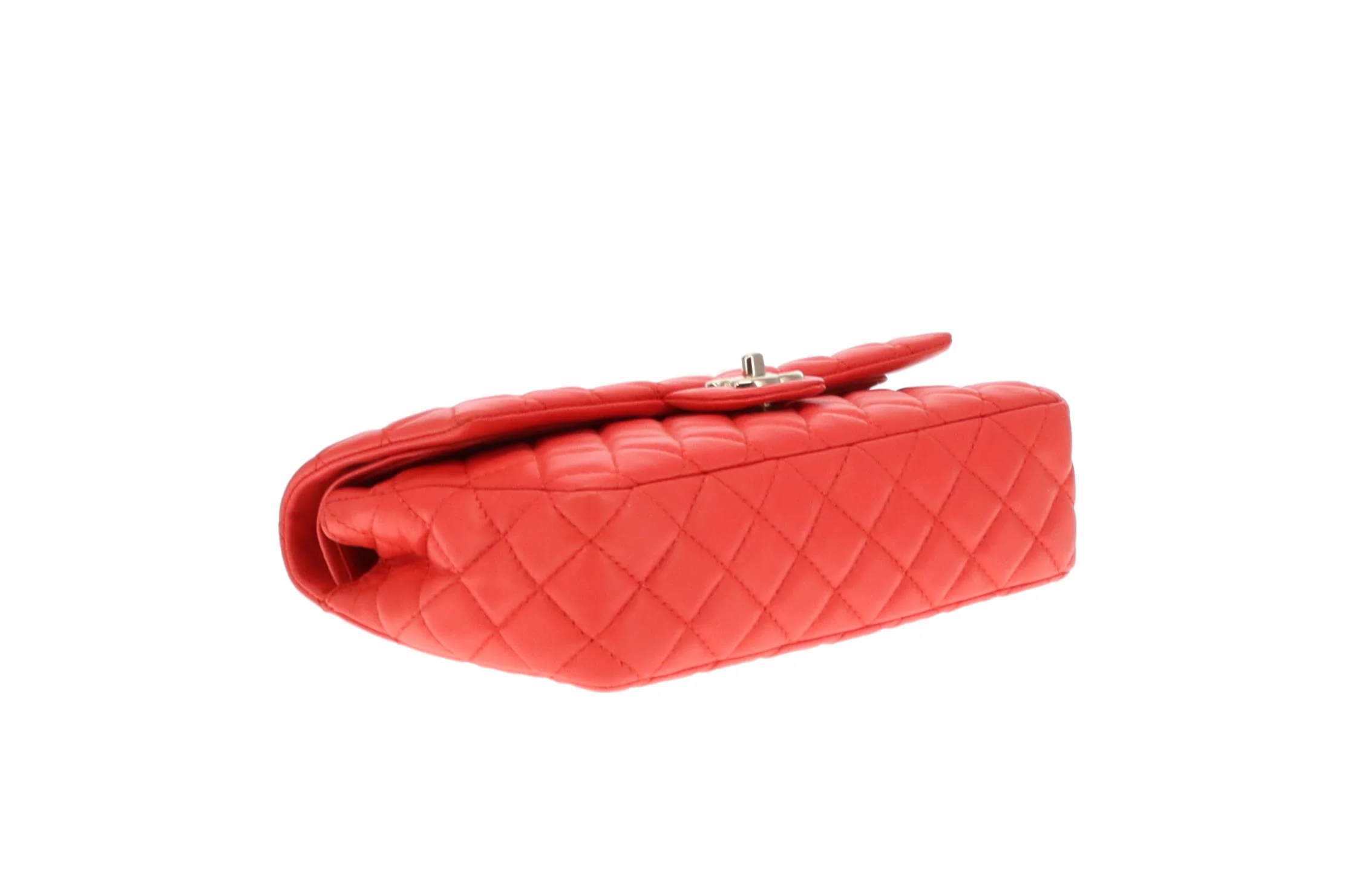 Chanel Classic Medium Double Flap Coral Red Lambskin SH 2008/09 - Image 9