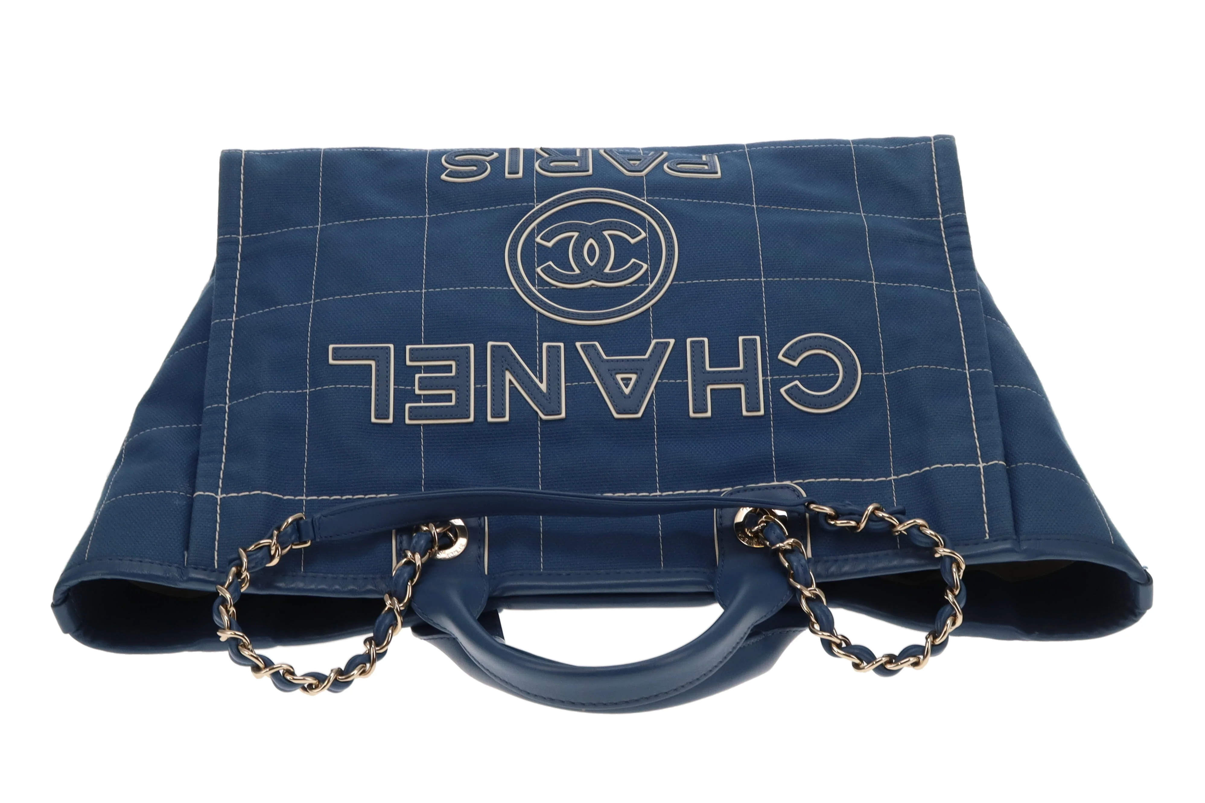 Chanel Deauville Large Denim Blue Shopping Tote 2023 - Image 10