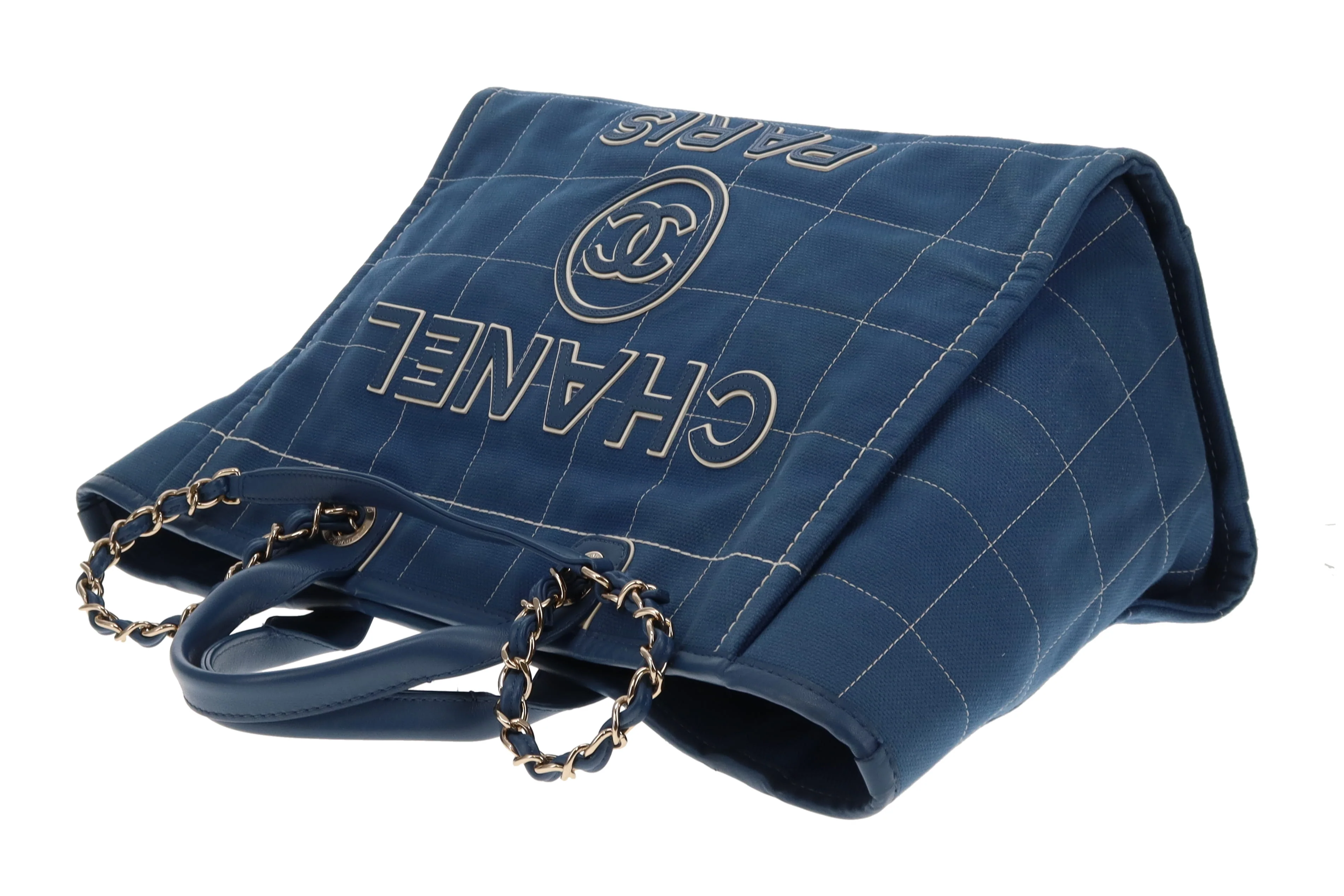 Chanel Deauville Large Denim Blue Shopping Tote 2023 - Image 14