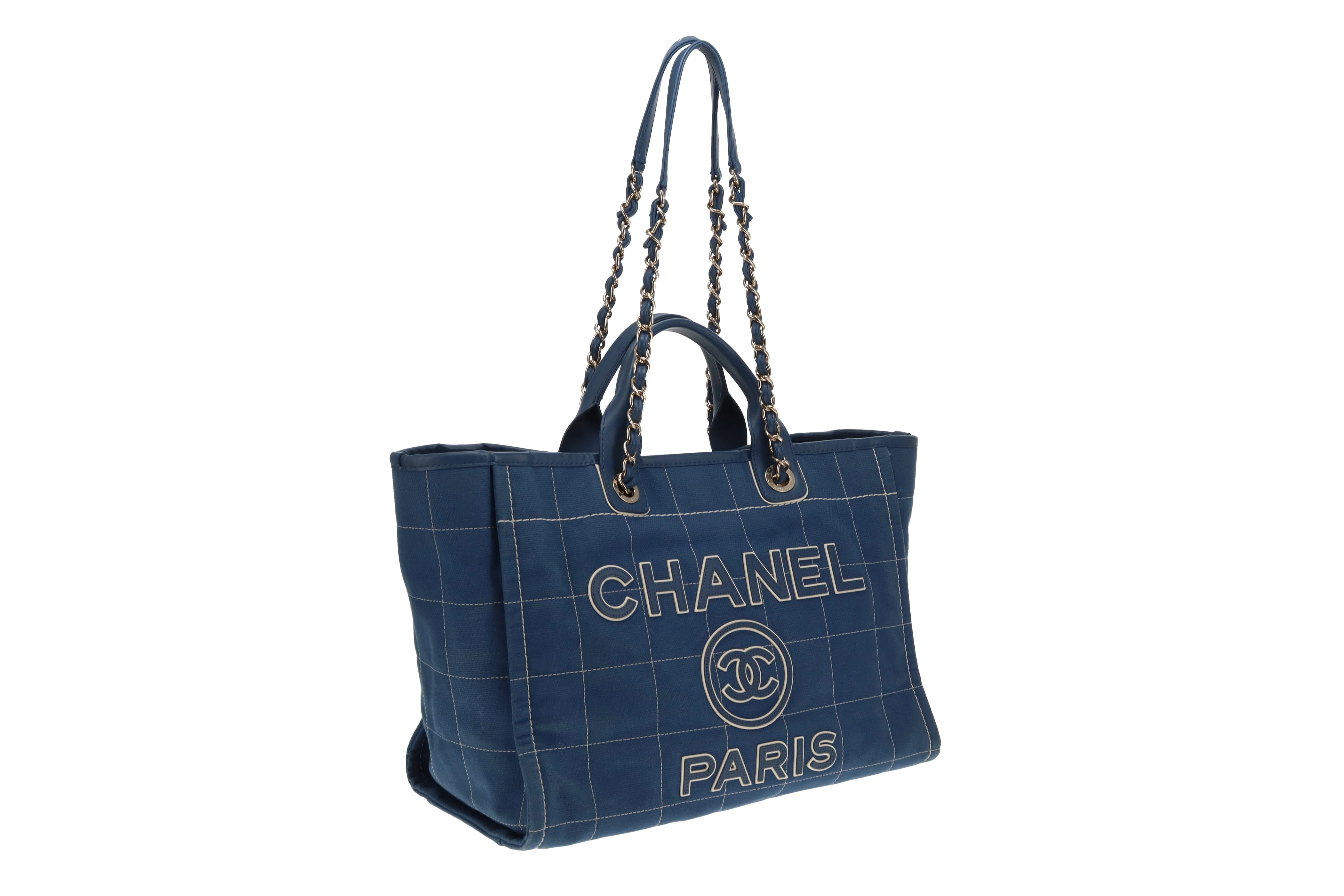 Chanel Deauville Large Denim Blue Shopping Tote 2023 - Image 5