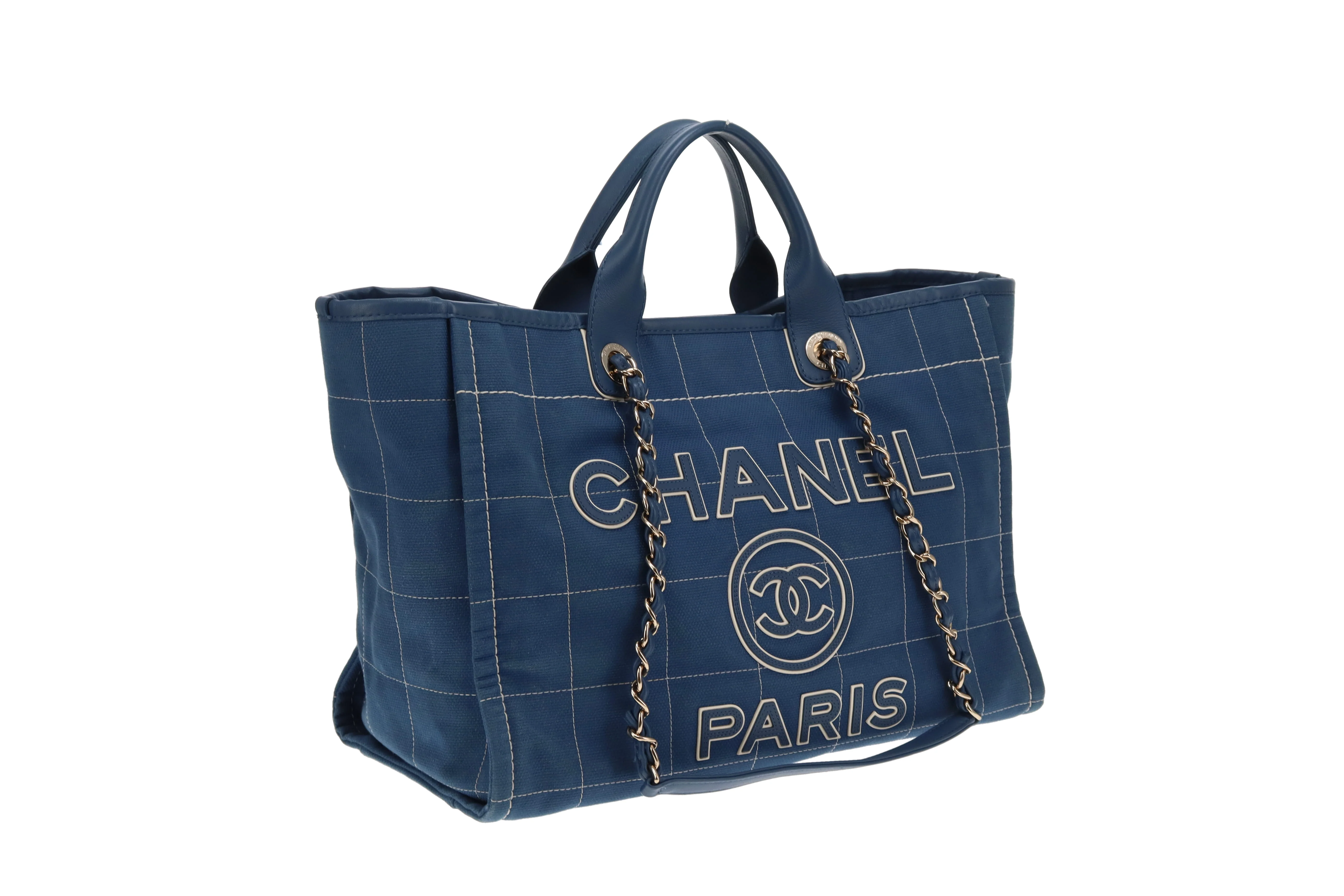 Chanel Deauville Large Denim Blue Shopping Tote 2023 - Image 6