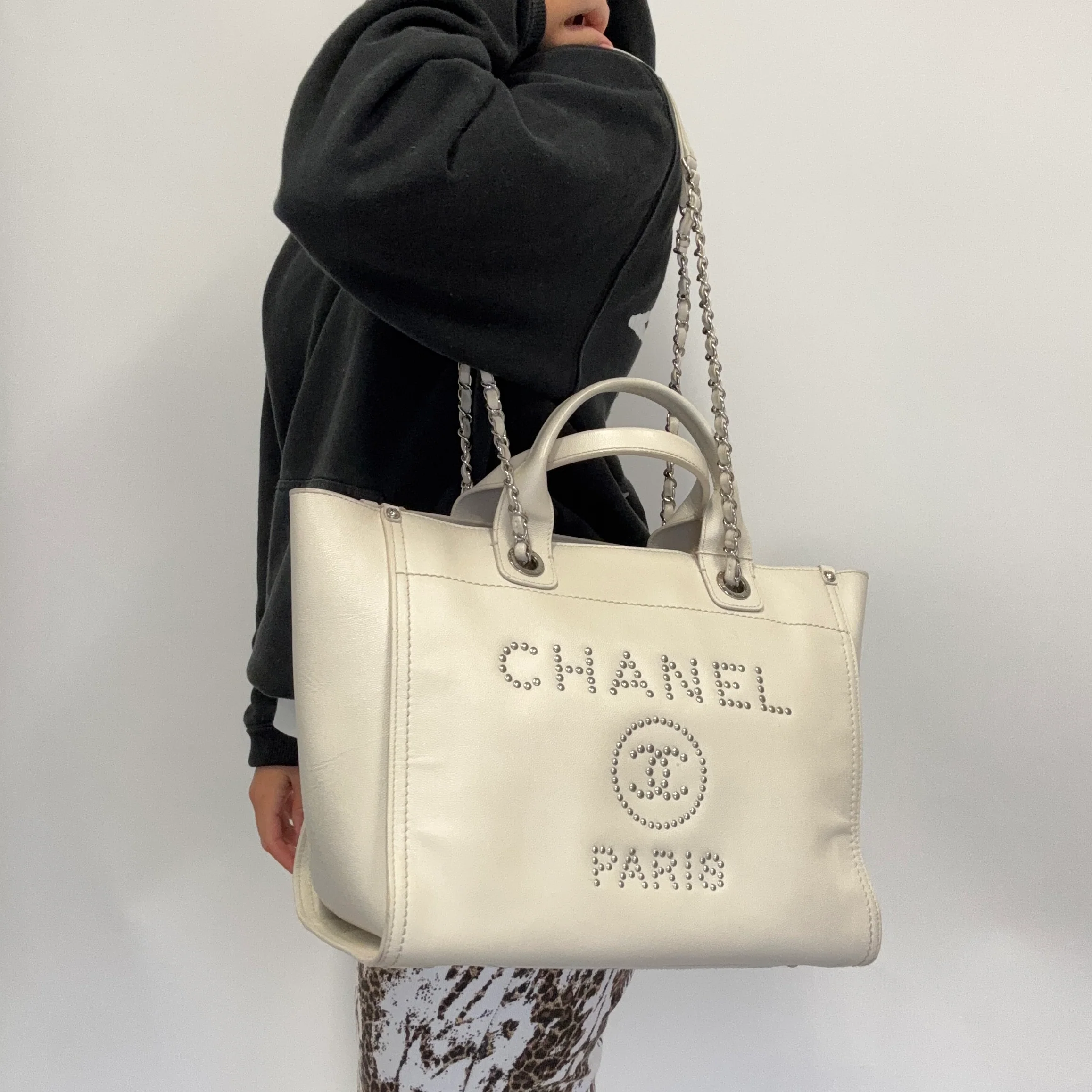Chanel Deauville Tote Bag Small Cream Caviar 2018 - Image 2