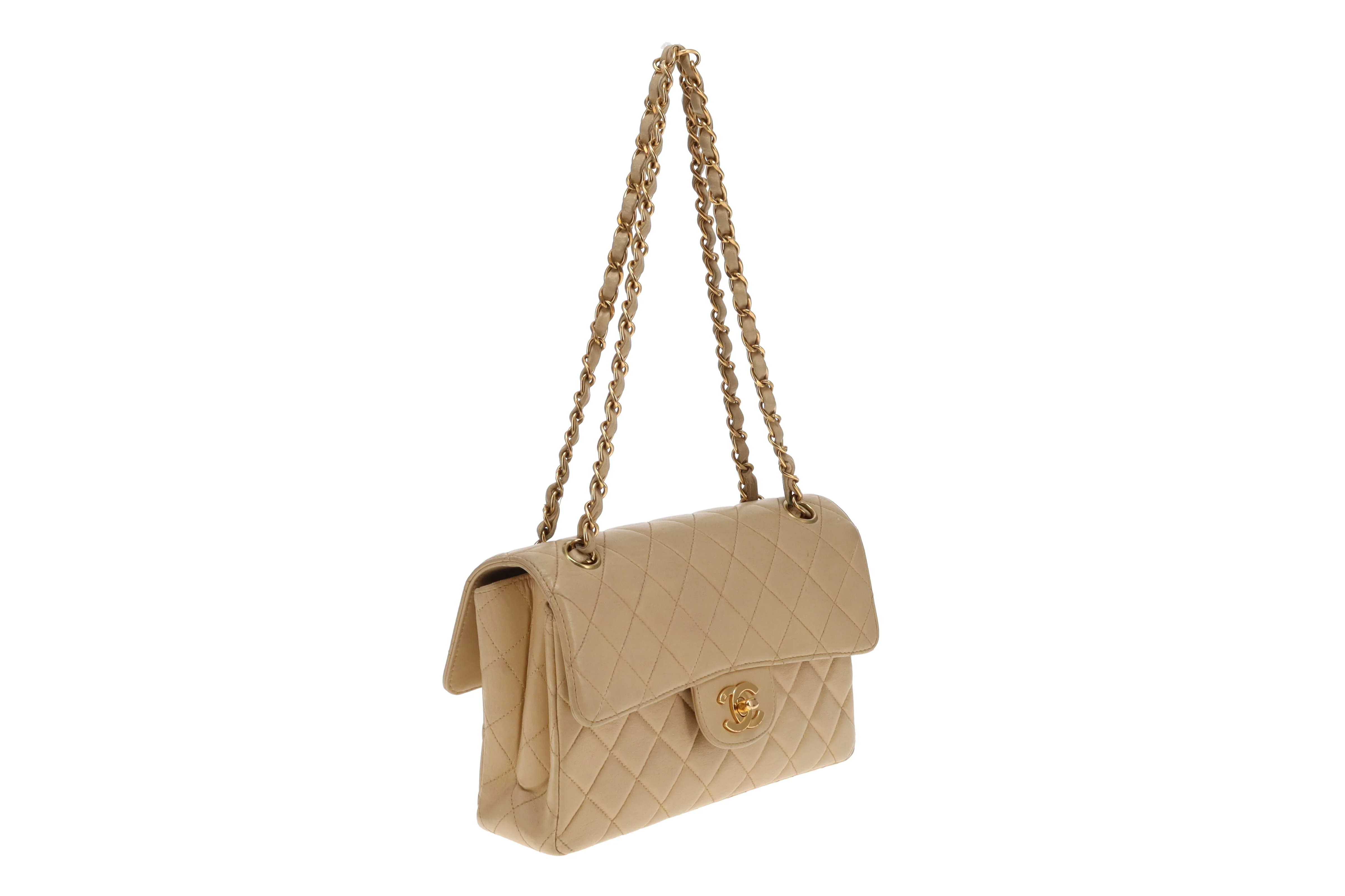 Chanel Double Sided Classic Flap In Beige Lambskin Leather And Gold Hardware Vintage 1996/97 - Image 6