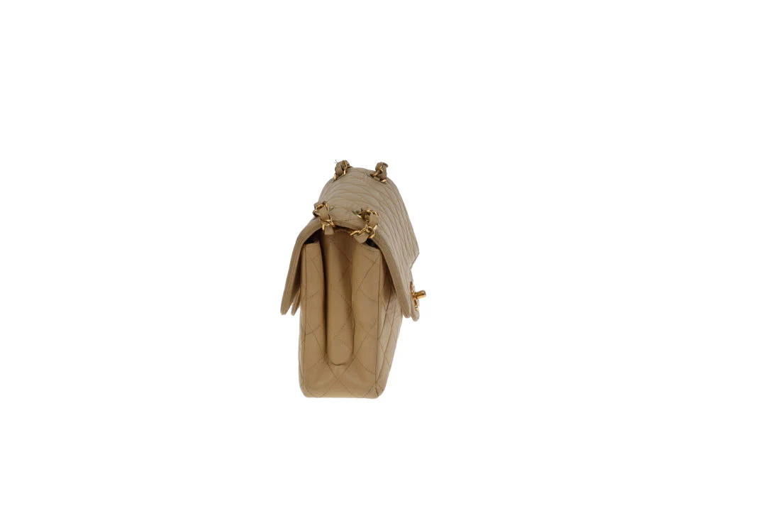 Chanel Double Sided Classic Flap In Beige Lambskin Leather And Gold Hardware Vintage 1996/97 - Image 7