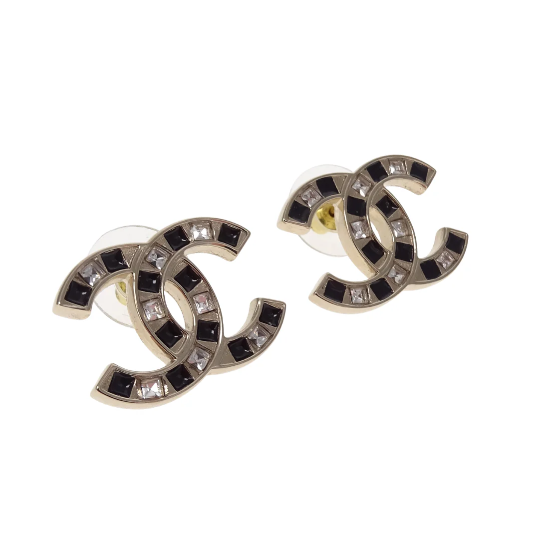 Chanel Earrings CC Large Goldtone, Black Enamel and Crystal 2025 - Image 5