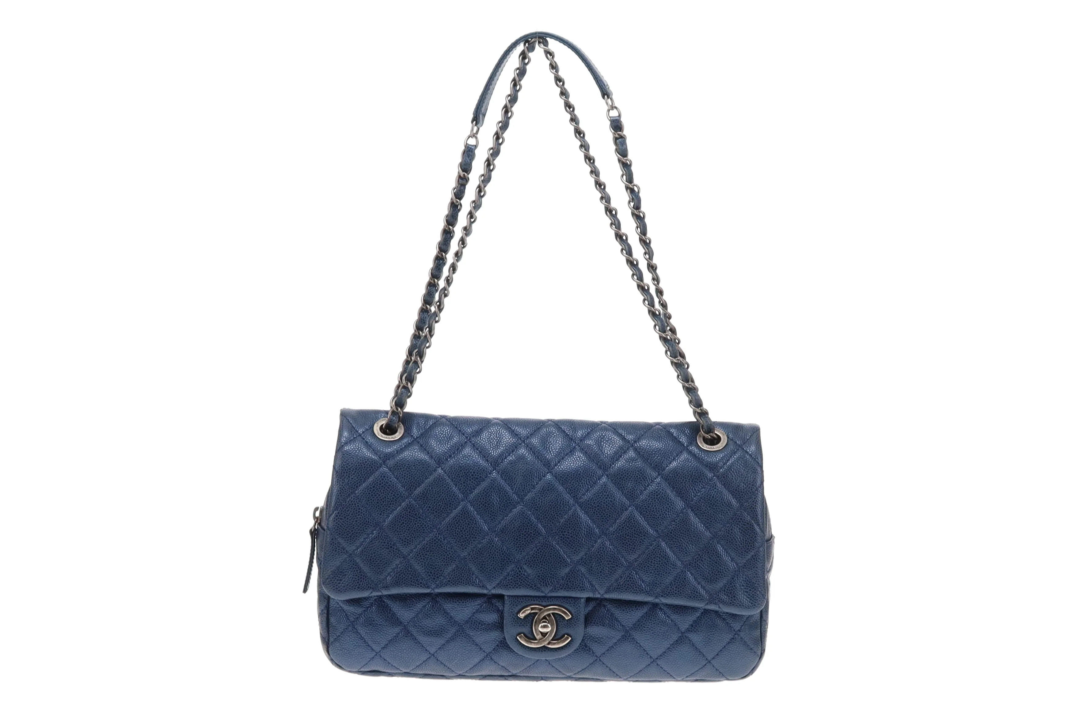 Chanel Easy Flap Metallic Blue Caviar 2012 - Image 3