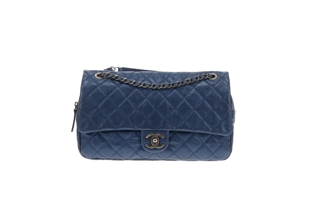 Chanel Easy Flap Metallic Blue Caviar 2012 - Image 4
