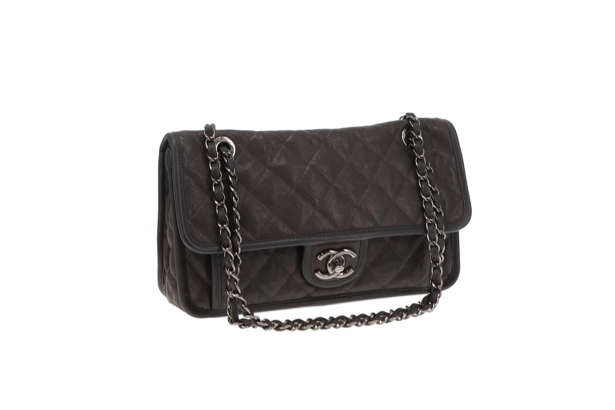 Chanel Grey Caviar French Riviera Medium Flap Bag 2014 - Image 13