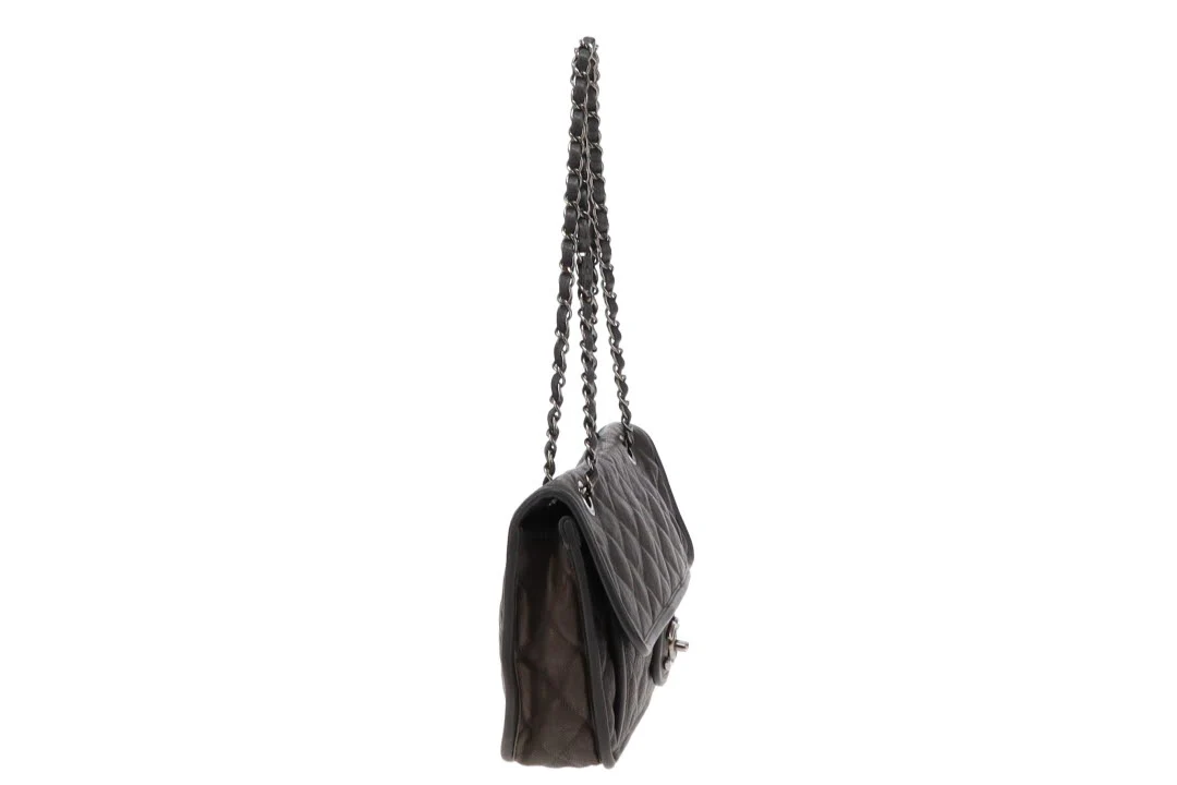 Chanel Grey Caviar French Riviera Medium Flap Bag 2014 - Image 6