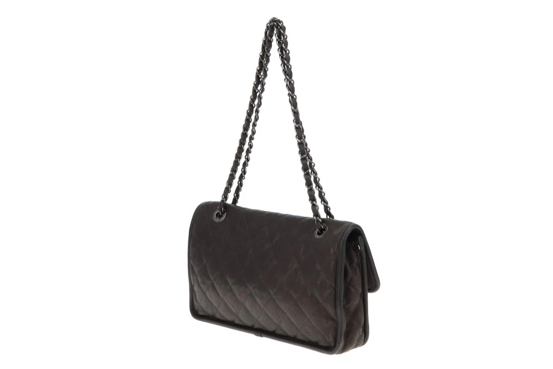 Chanel Grey Caviar French Riviera Medium Flap Bag 2014 - Image 7