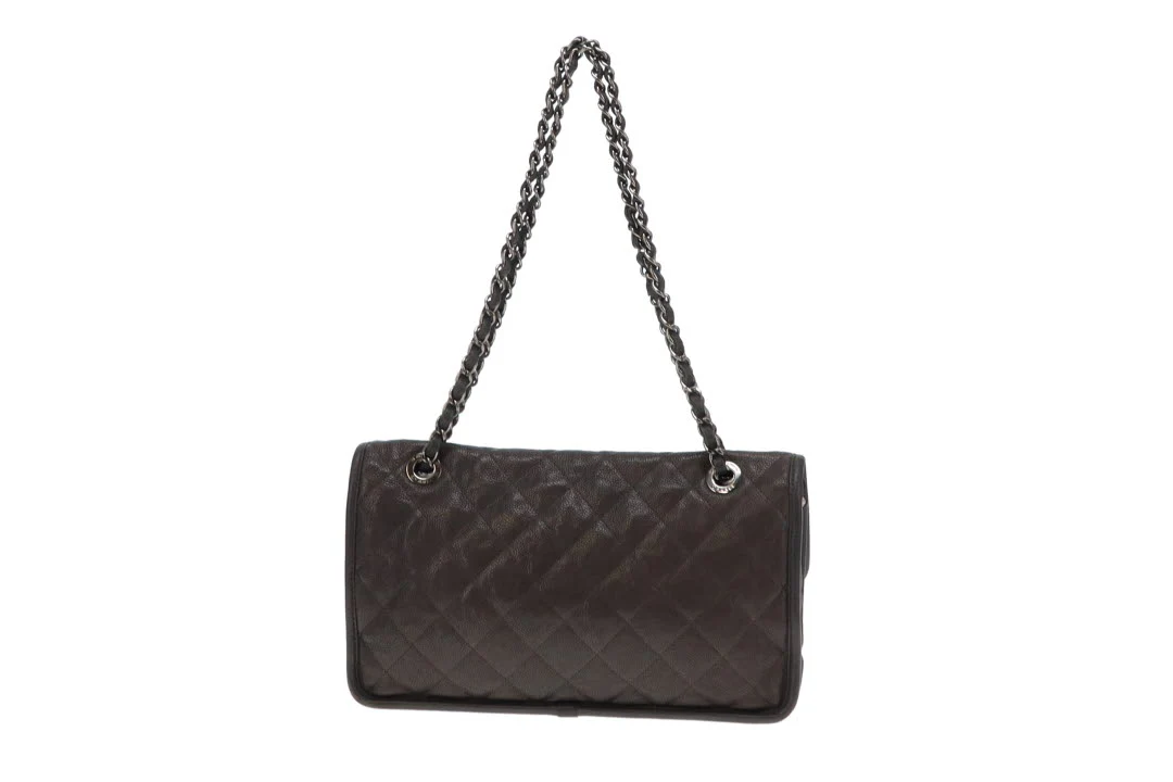 Chanel Grey Caviar French Riviera Medium Flap Bag 2014 - Image 8