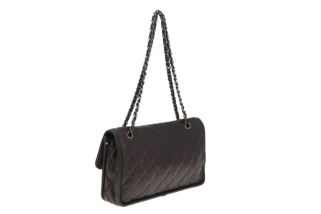 Chanel Grey Caviar French Riviera Medium Flap Bag 2014 - Image 9