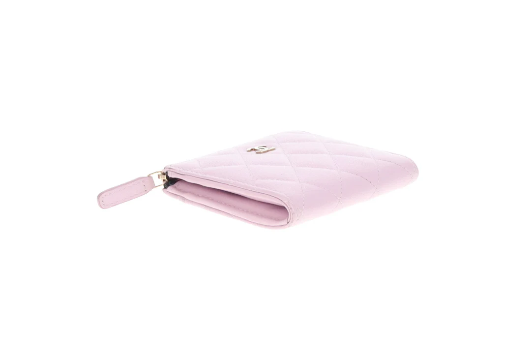 Chanel Half Zip Pale Pink Caviar Timeless Wallet - Image 6
