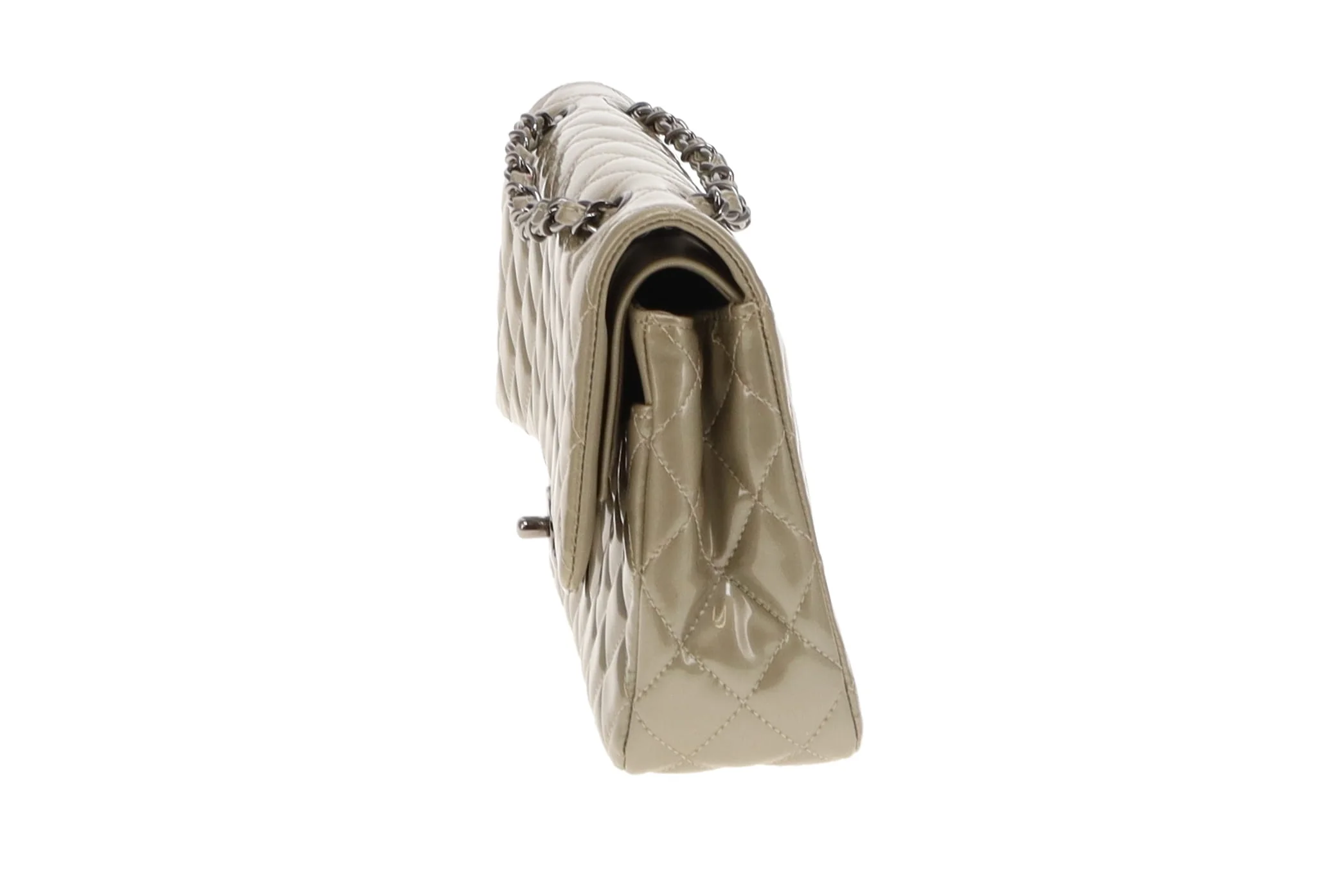 Chanel Classic Medium Double Flap Metallic Sage Green Patent GMH 2012/13 - Image 11