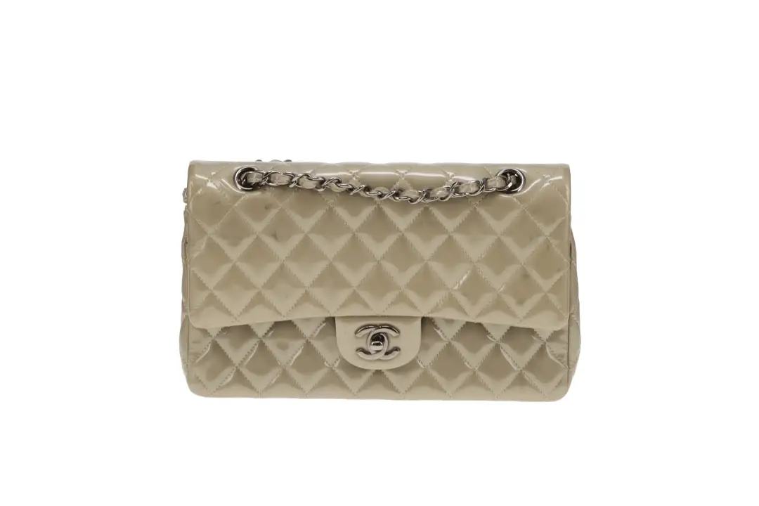 Chanel Classic Medium Double Flap Metallic Sage Green Patent GMH 2012/13 - Image 4