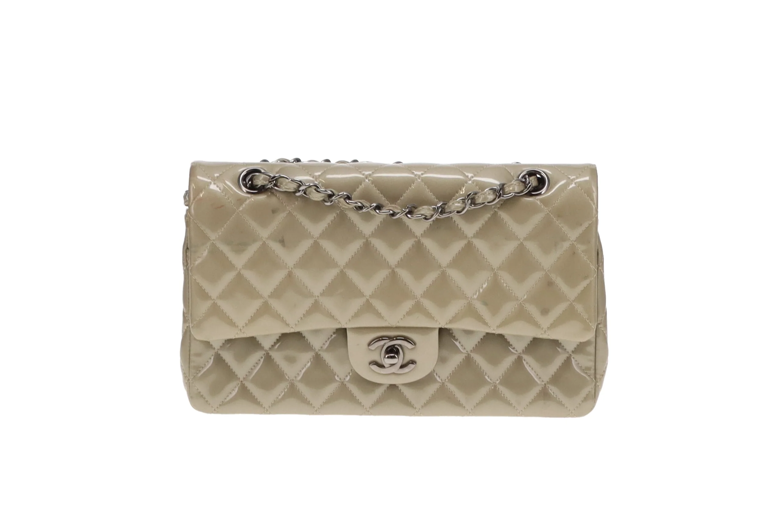 Chanel Classic Medium Double Flap Metallic Sage Green Patent GMH 2012/13 - Image 5