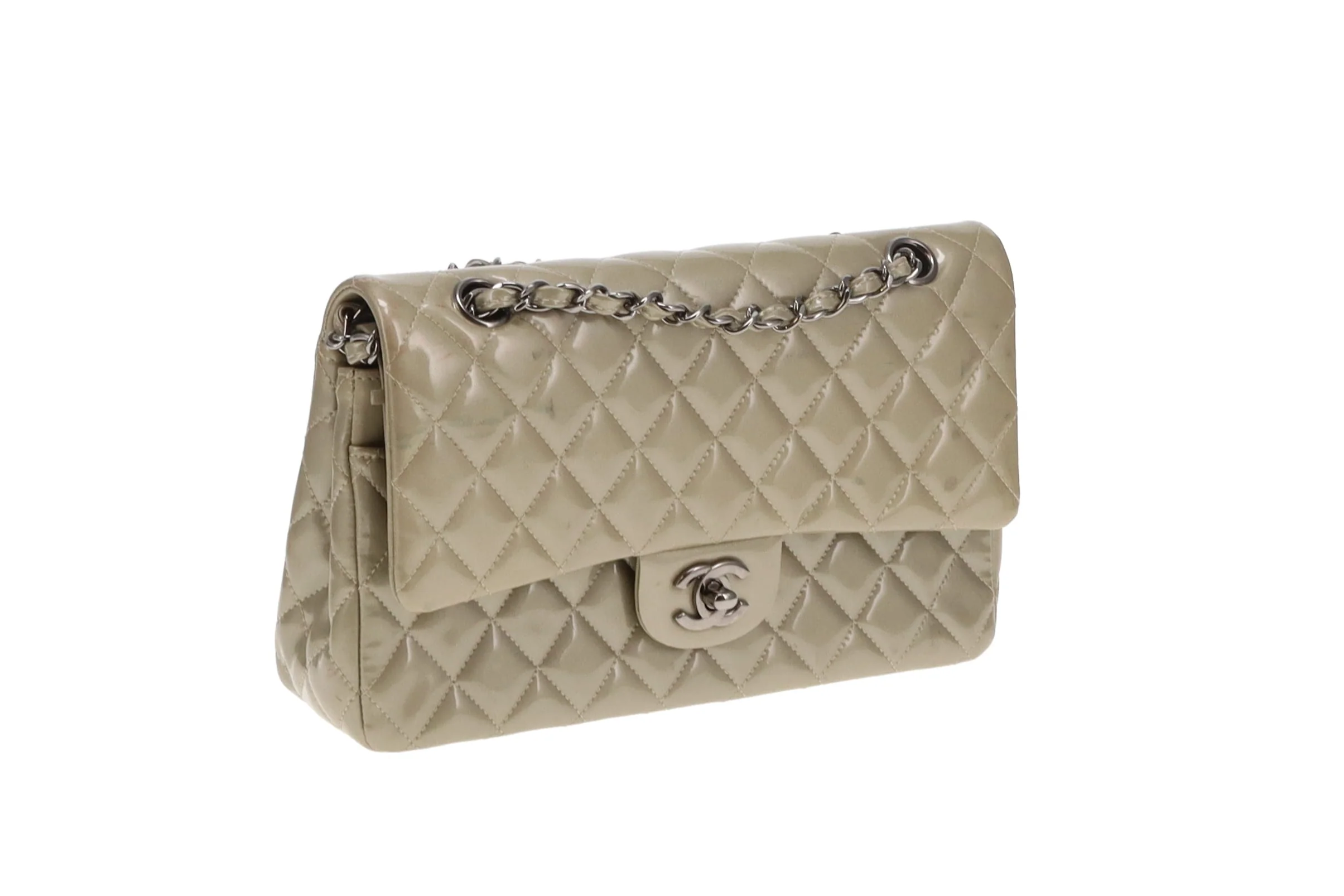 Chanel Classic Medium Double Flap Metallic Sage Green Patent GMH 2012/13 - Image 6