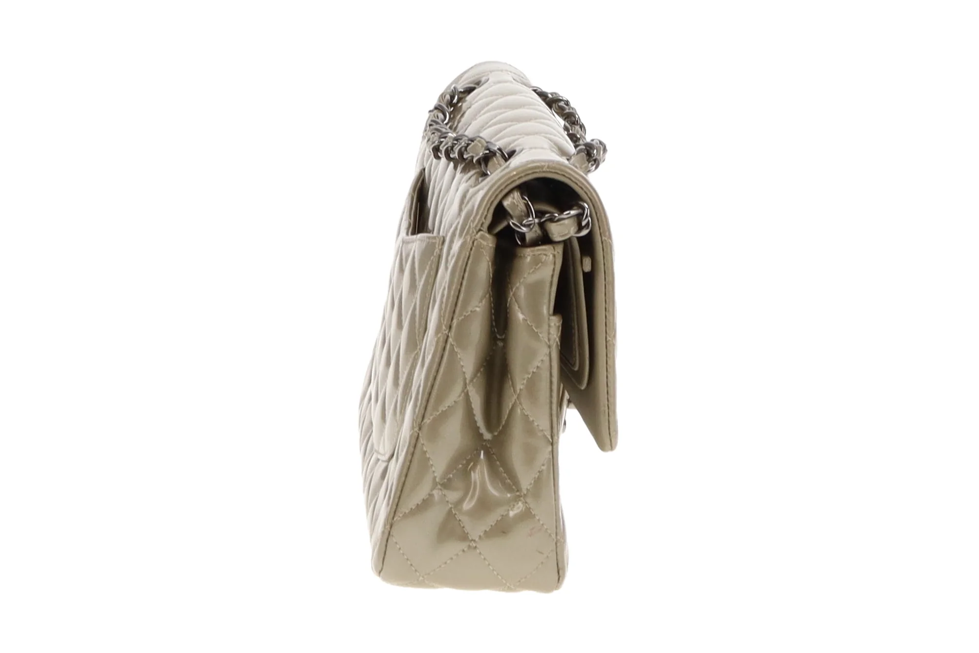 Chanel Classic Medium Double Flap Metallic Sage Green Patent GMH 2012/13 - Image 7