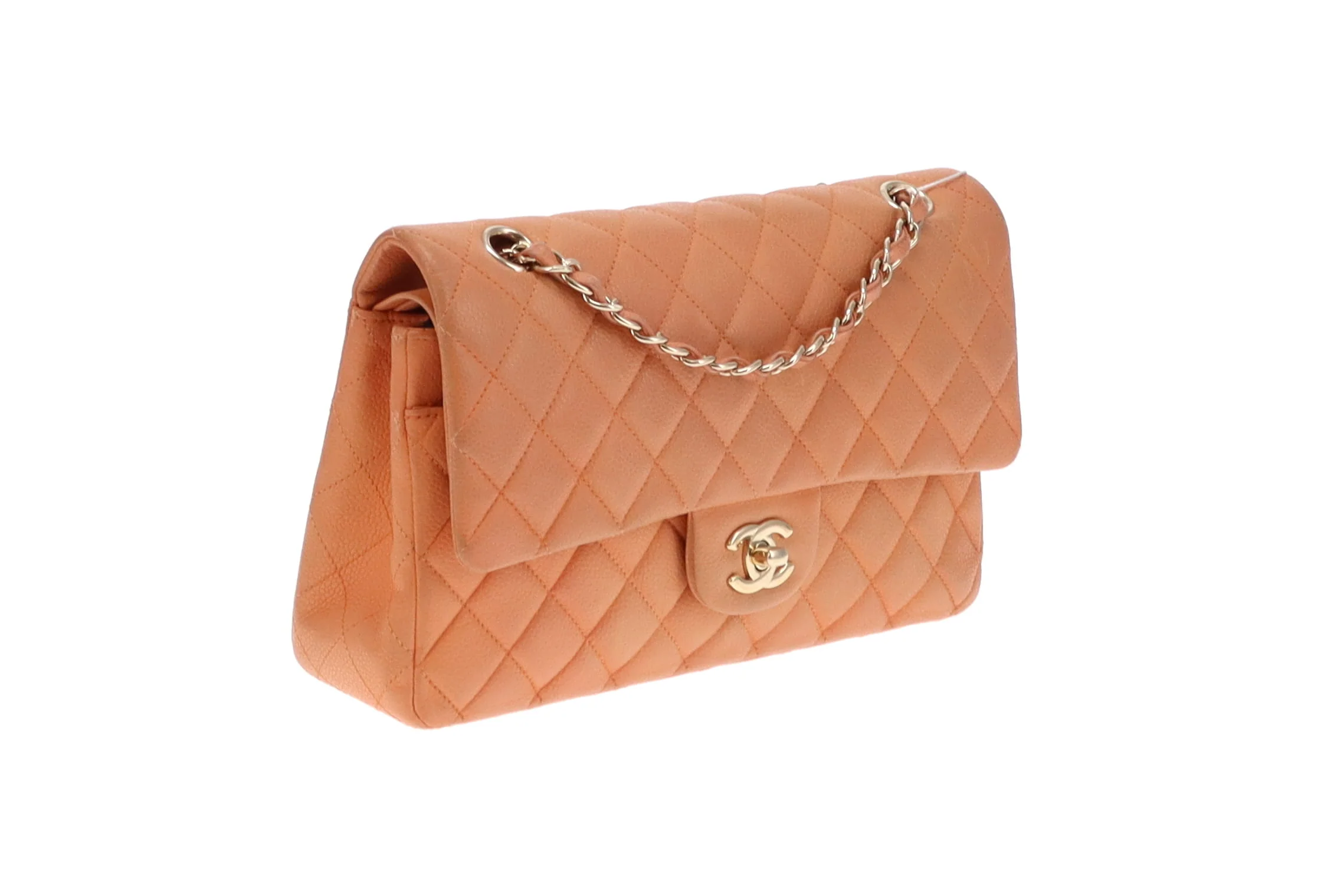 Chanel Classic Medium Double Flap Peach Caviar Leather GH 2012 - Image 6
