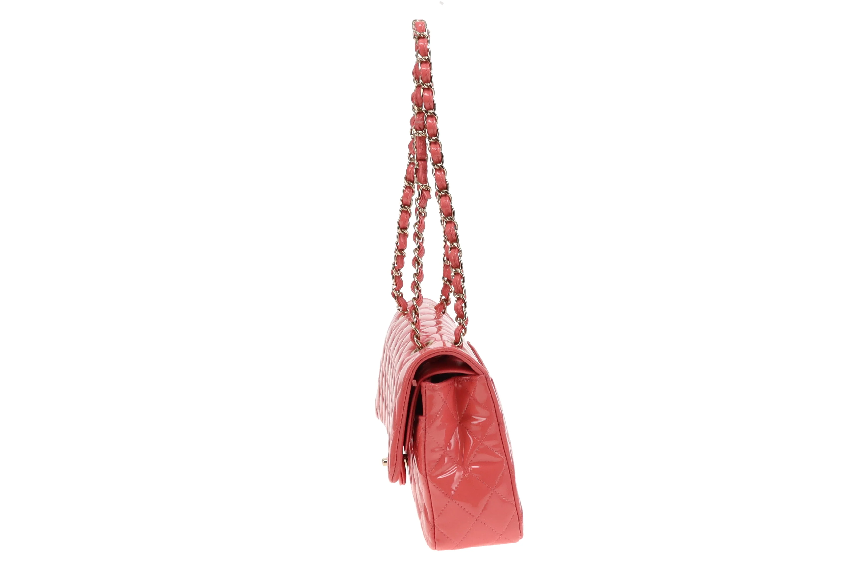 Chanel Petal Pink Patent Classic Double Flap Bag 2016/17 - Image 8