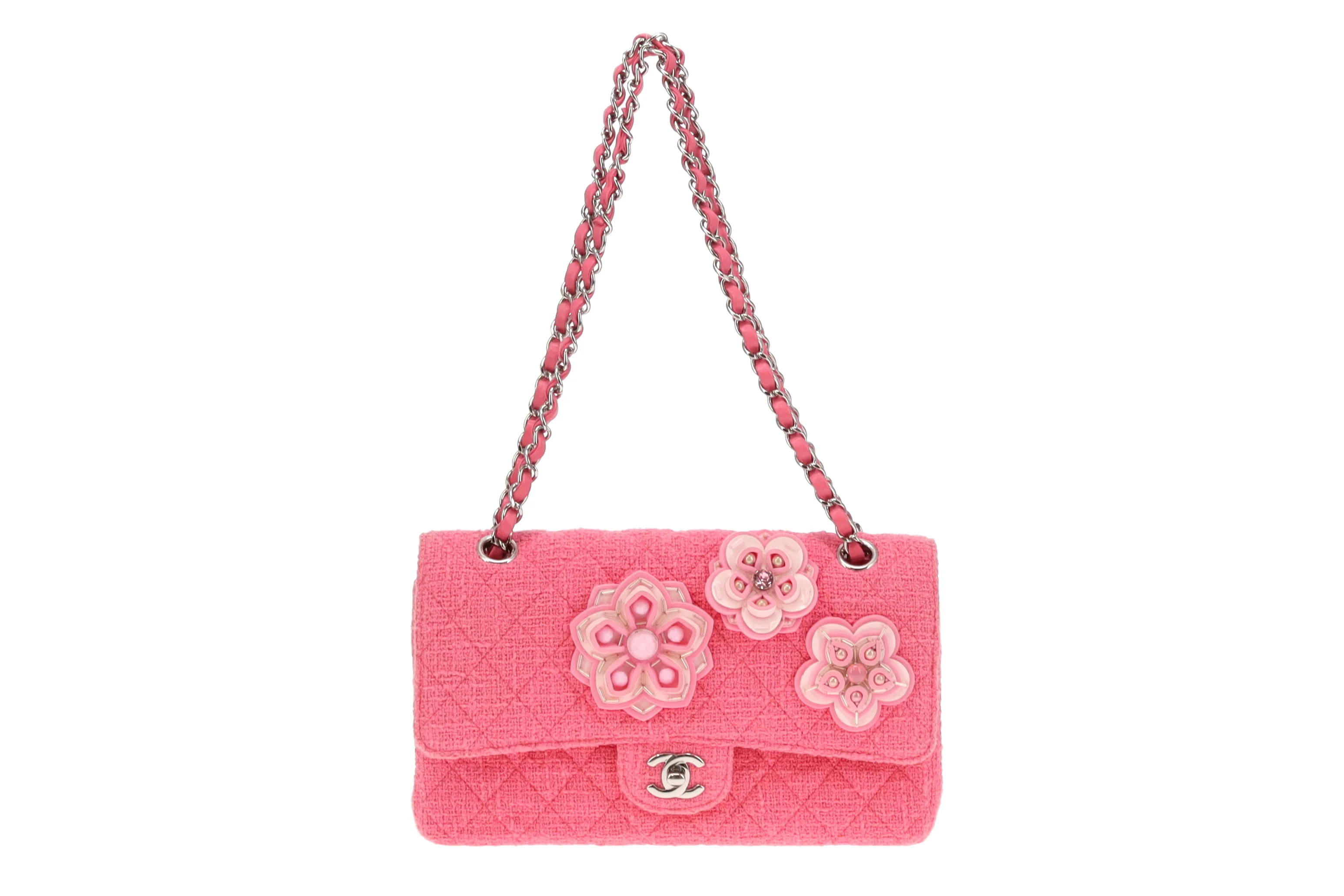 Chanel Pink 2016C Tweed Medium Double Flap Bag Very Rare - Image 4