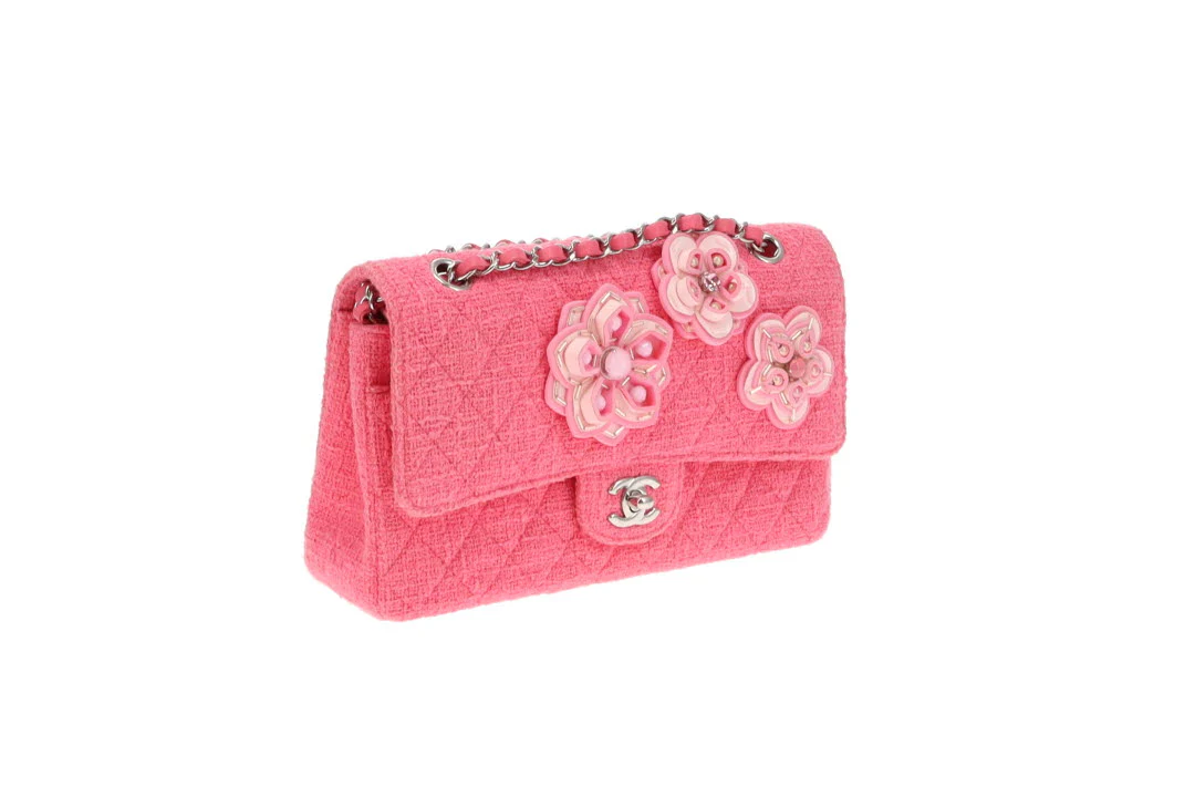 Chanel Pink 2016C Tweed Medium Double Flap Bag Very Rare - Image 5