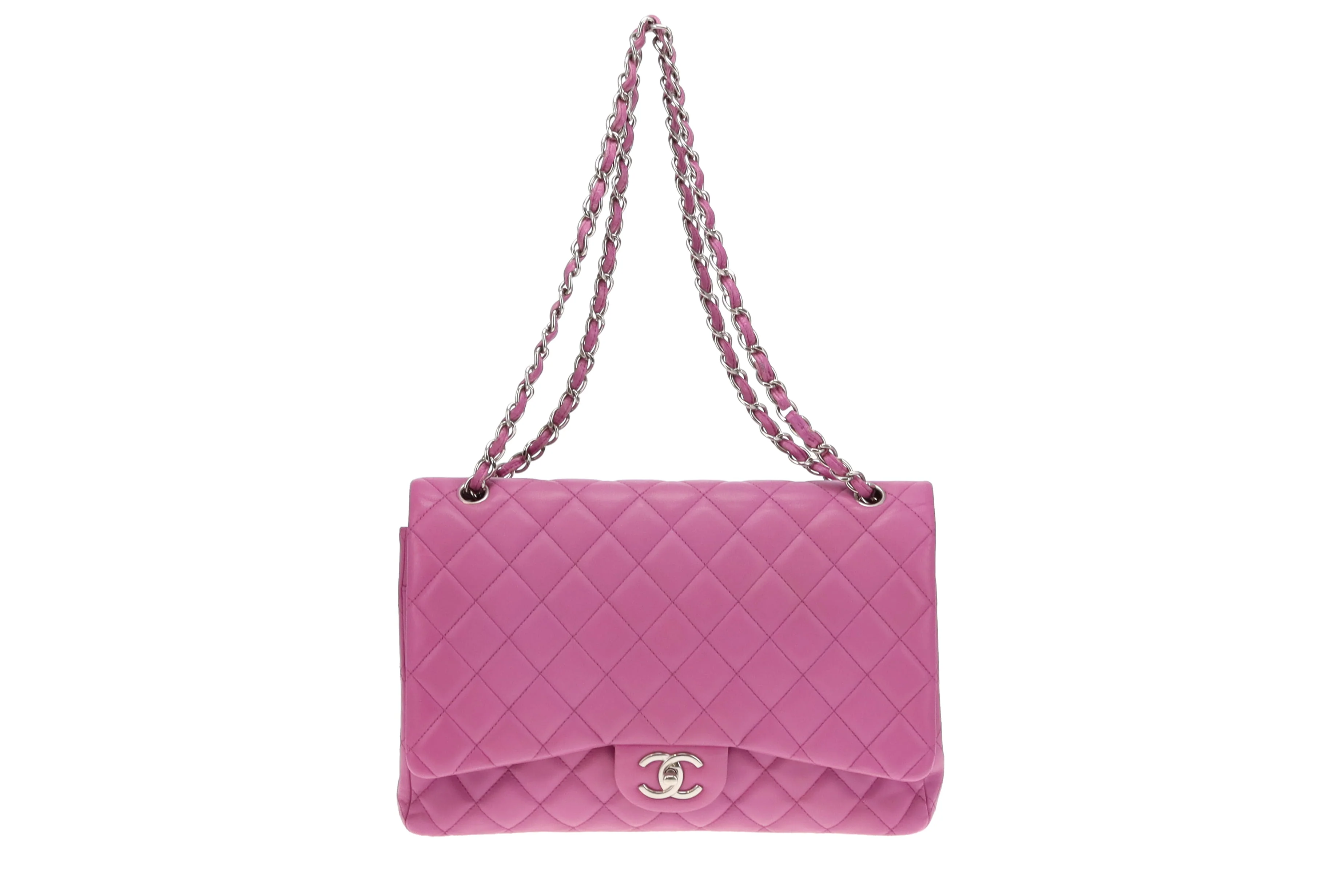 Chanel Pink Maxi Double Flap 14 Series - Image 4