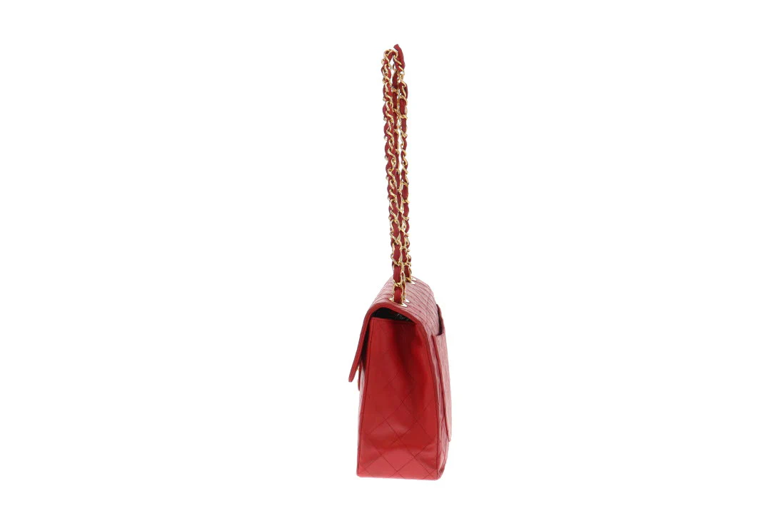 Chanel Red Lambskin Vintage Maxi Single Flap 1991/94 - Image 10