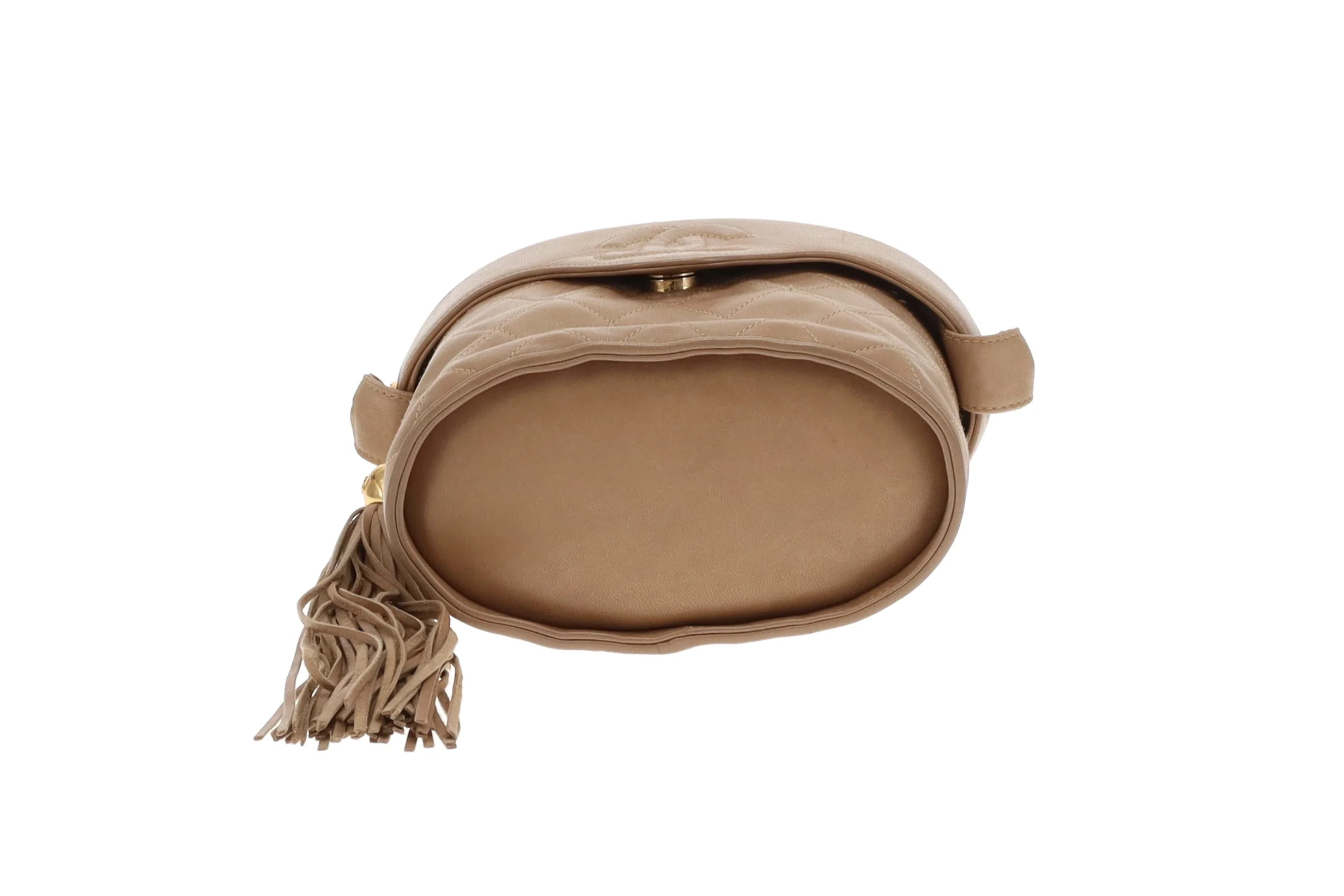 Chanel Tassel Vanity Bag Beige Quilted Lambskin Vintage - Image 11