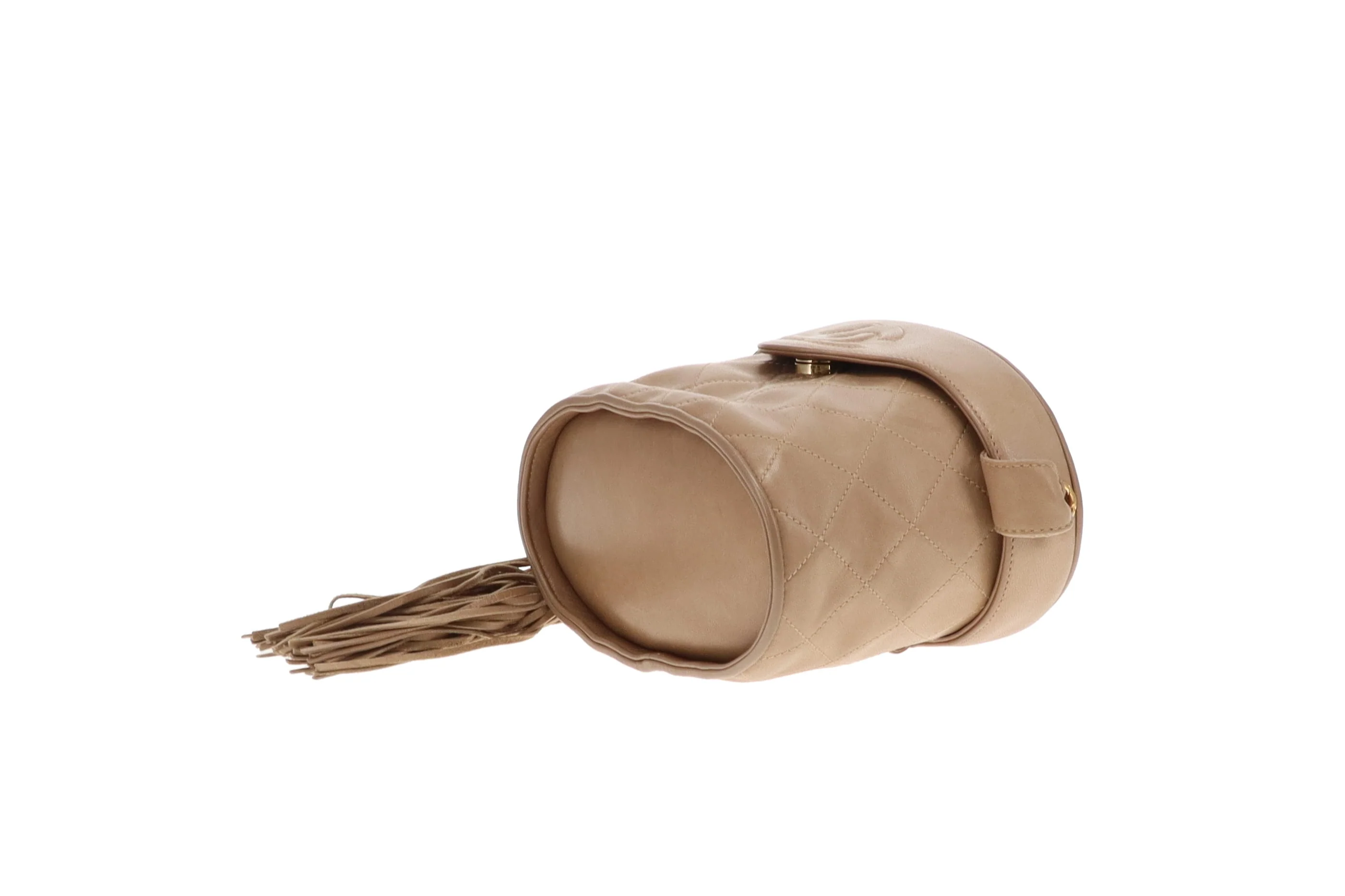 Chanel Tassel Vanity Bag Beige Quilted Lambskin Vintage - Image 13