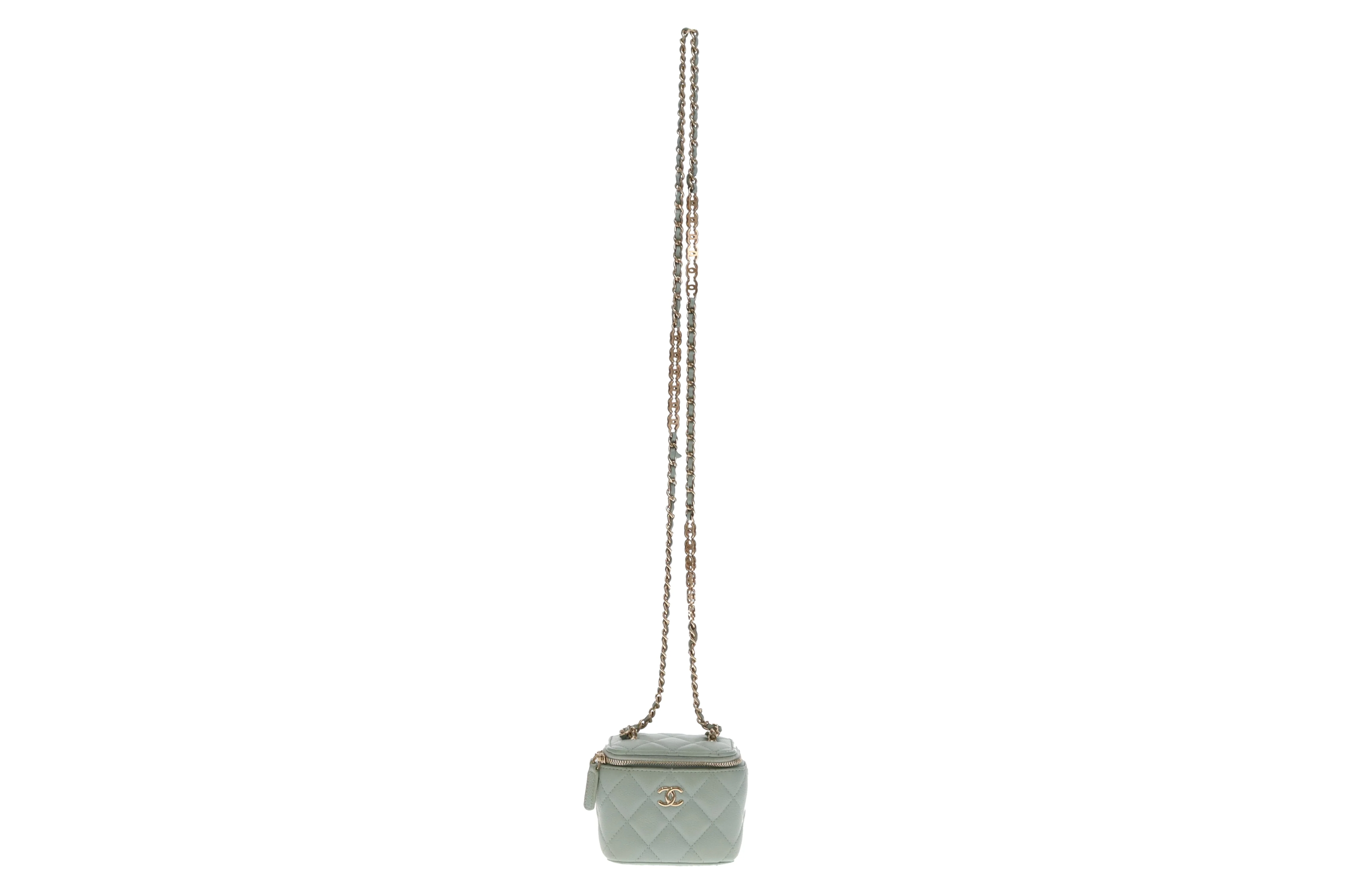 Chanel Vanity Mini Duck Egg Blue Caviar CC Chain Detail 2021 - Image 4