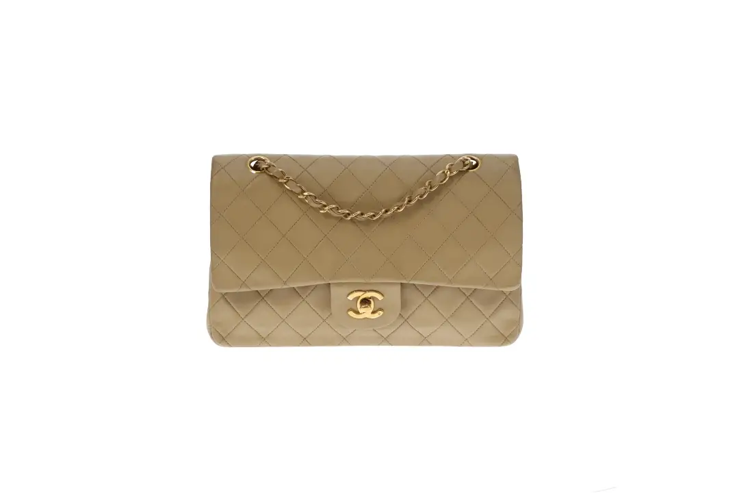Chanel Classic Medium Double Flap Vintage Beige Lambskin GH (1991/94) - Image 5