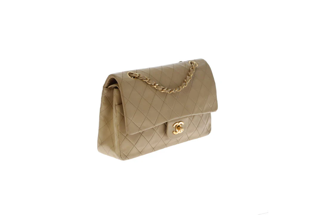 Chanel Classic Medium Double Flap Vintage Beige Lambskin GH (1991/94) - Image 6