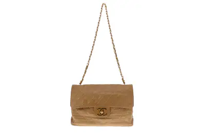 Chanel Vintage Dark Beige Lambskin Maxi Single Flap 1994/96 - Image 7