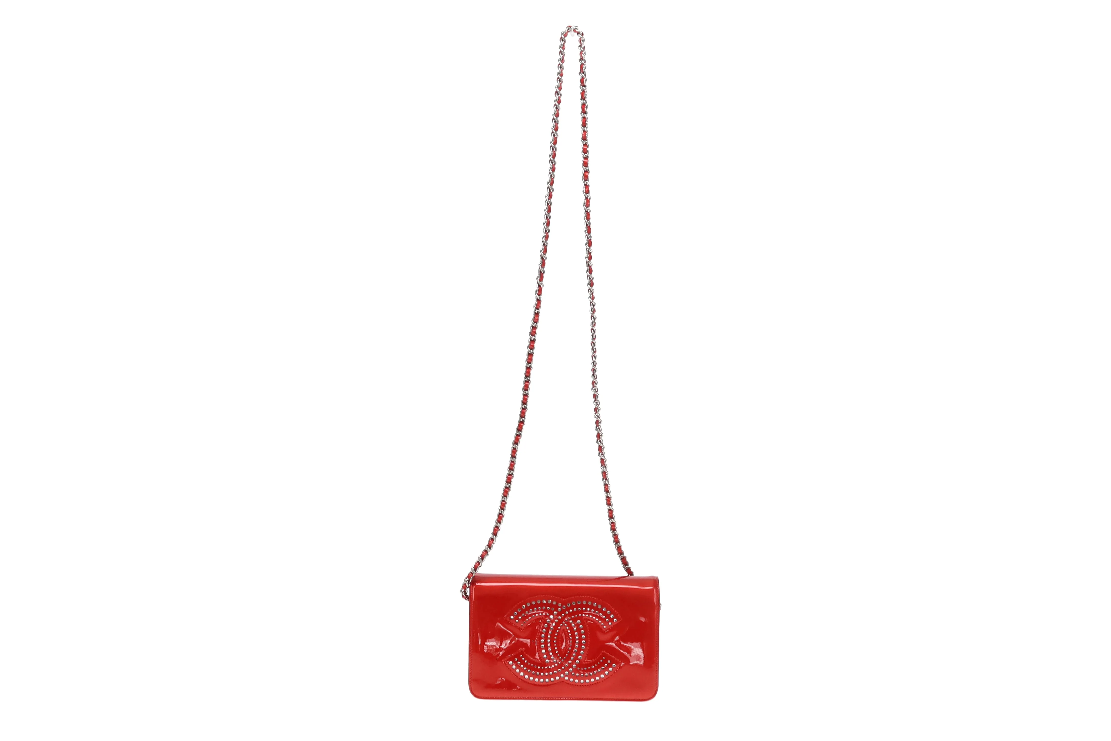 Chanel Wallet On Chain Strass CC Red Patent Leather 2009 - Image 3