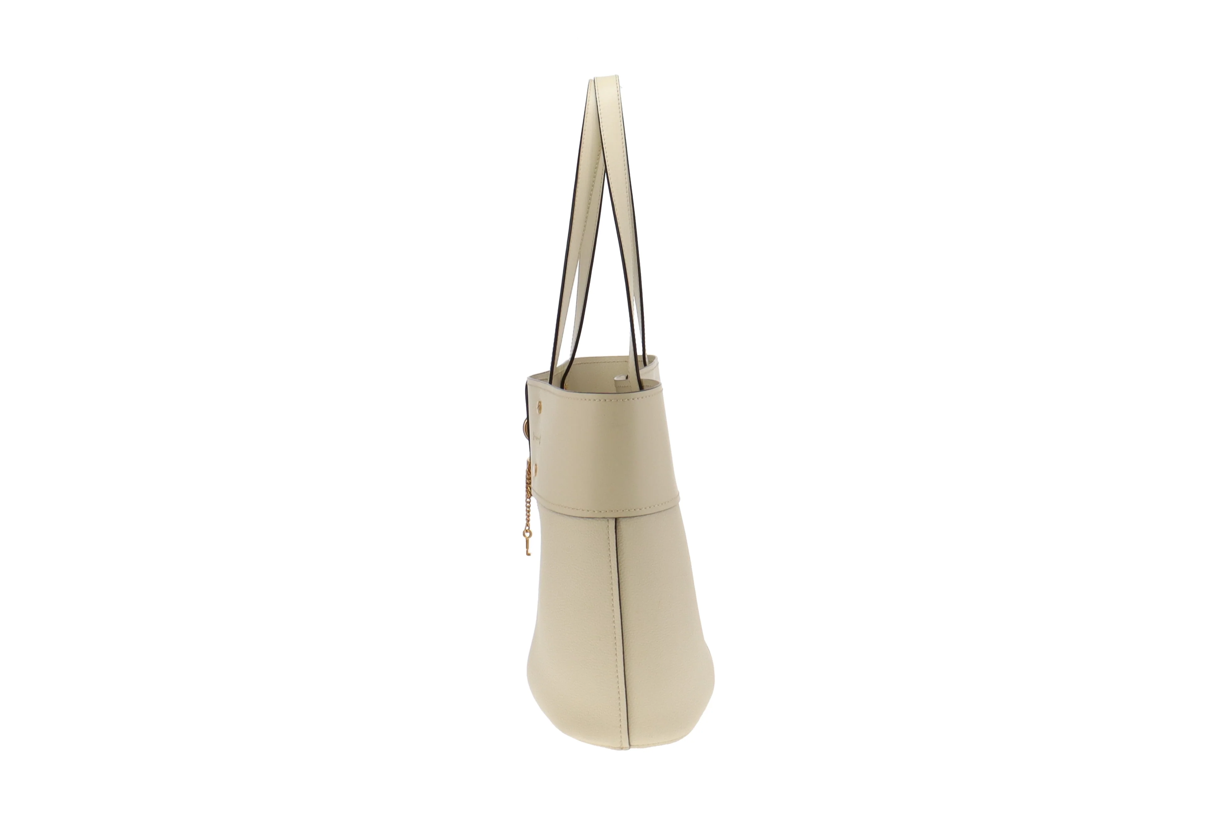Chloe Cream Smooth and Grained Leather Medium Aby Tote - Image 7