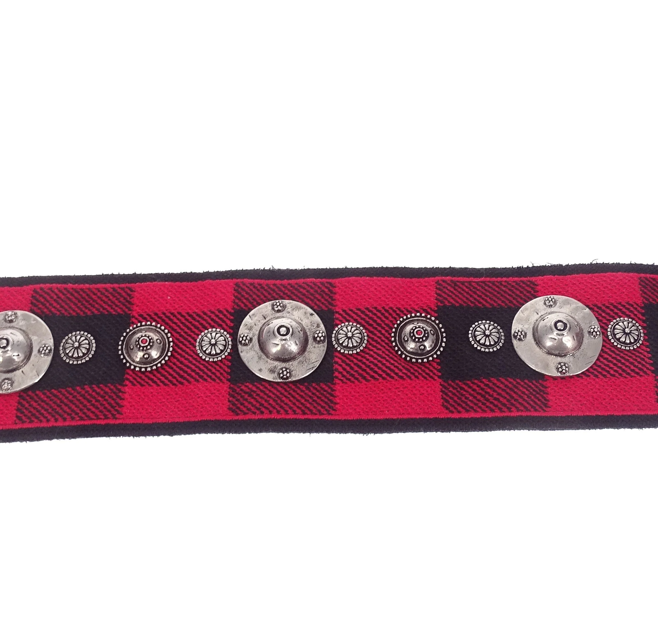 Christian Dior Red/Black Plaid Studded Canvas Shoulder Strap - Image 5