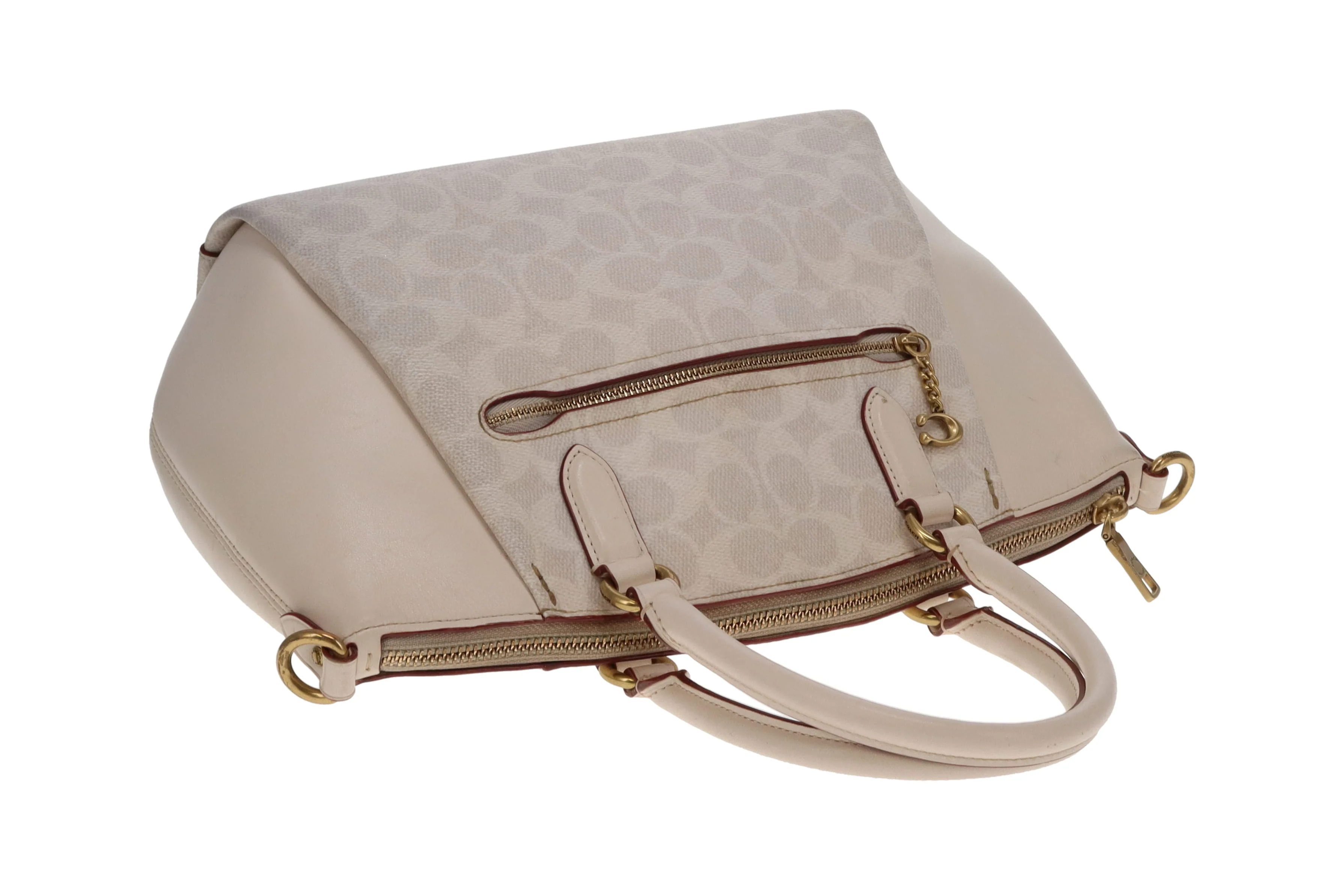Coach Elise Satchel Cream Signature Canvas and Leather - Image 10