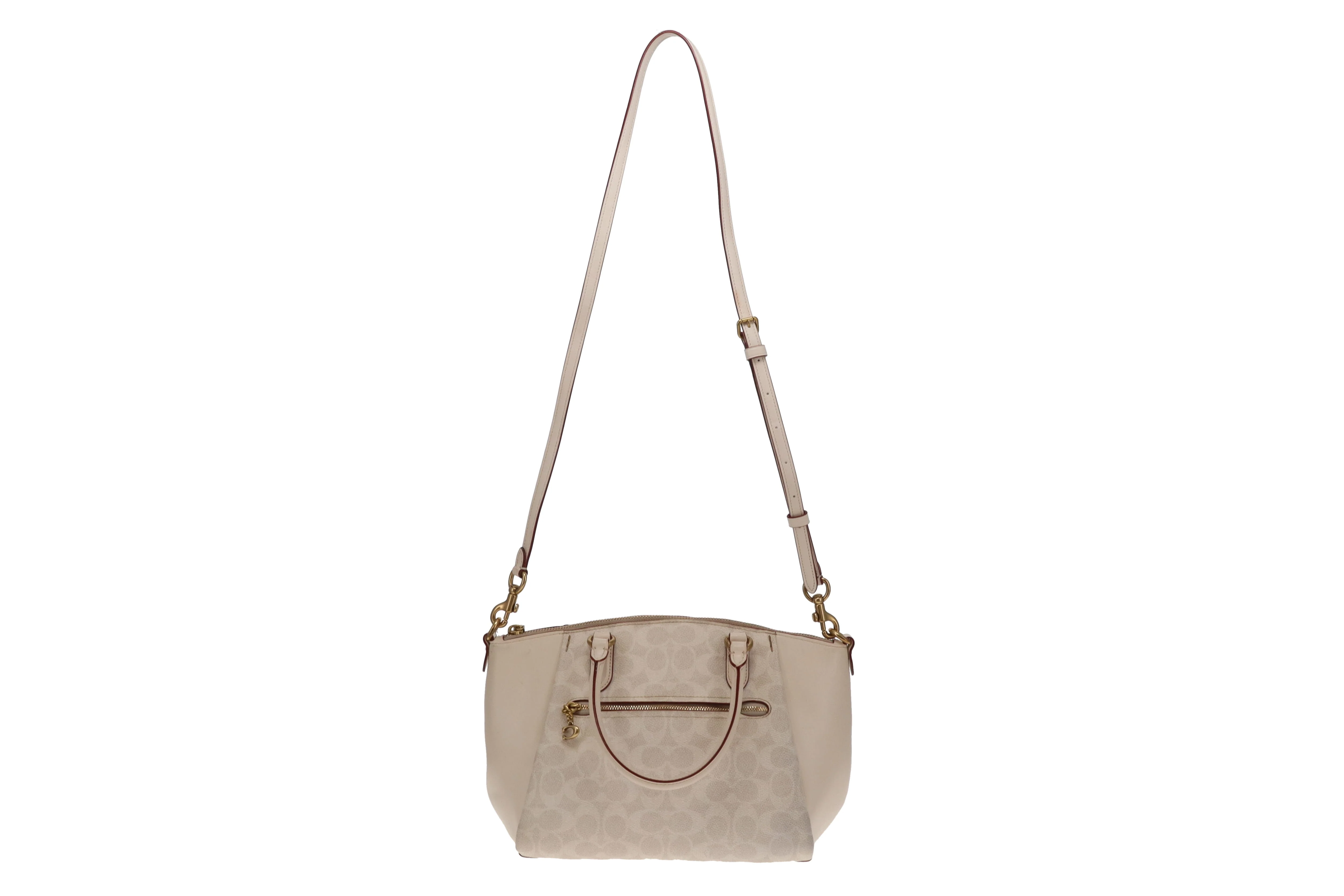 Coach Elise Satchel Cream Signature Canvas and Leather - Image 3