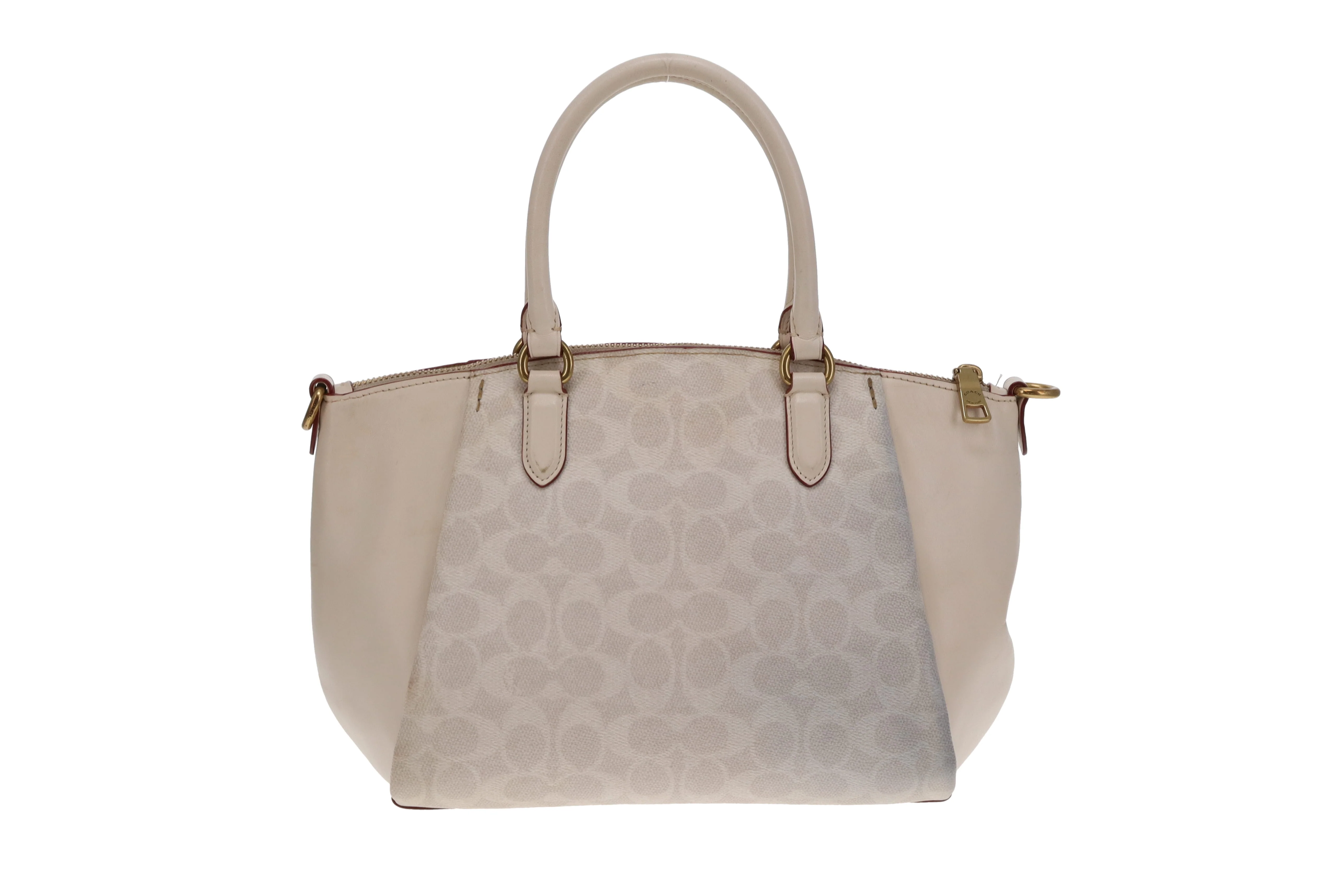 Coach Elise Satchel Cream Signature Canvas and Leather - Image 7