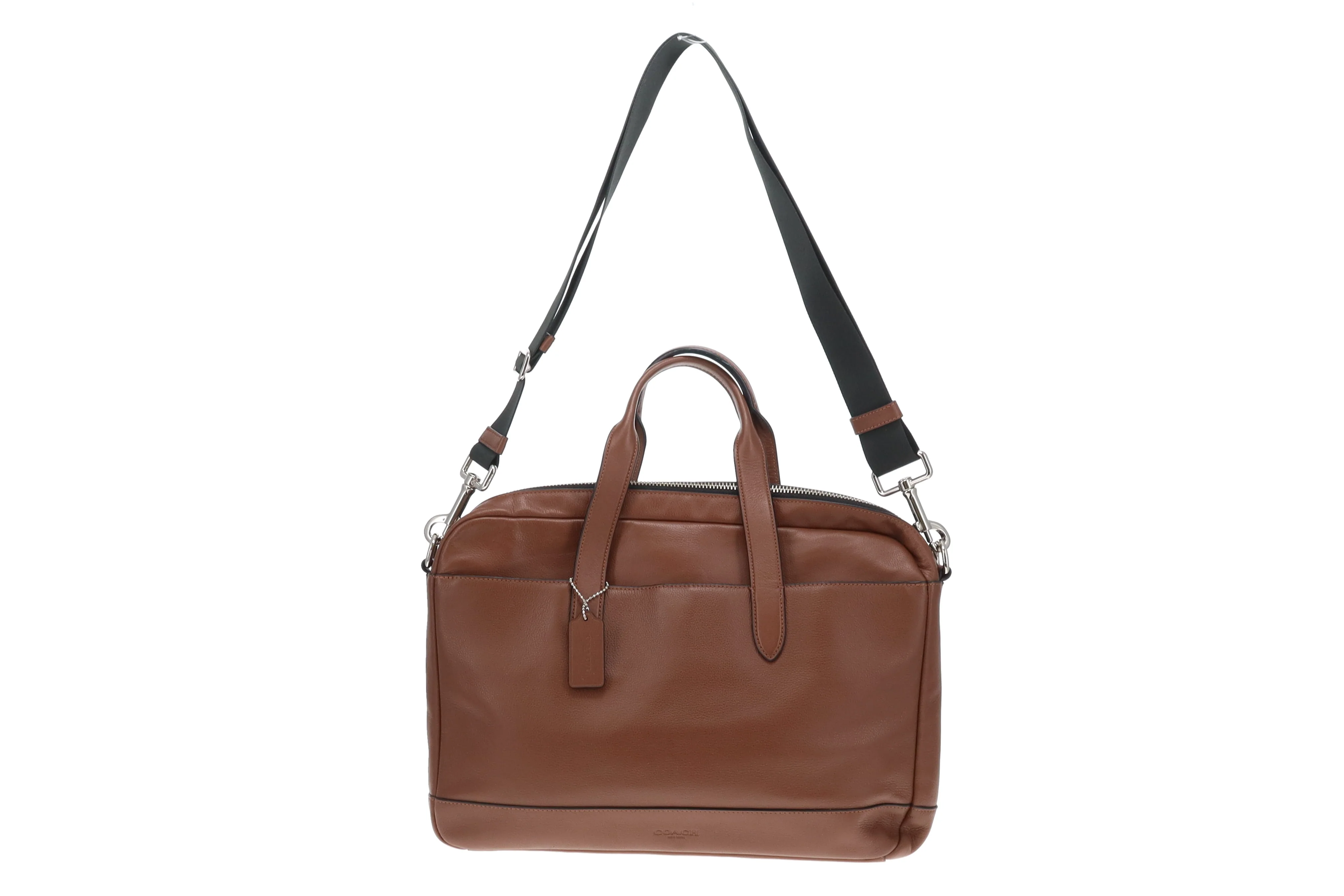 Coach Laptop Bag Brown Leather with Strap - Image 3