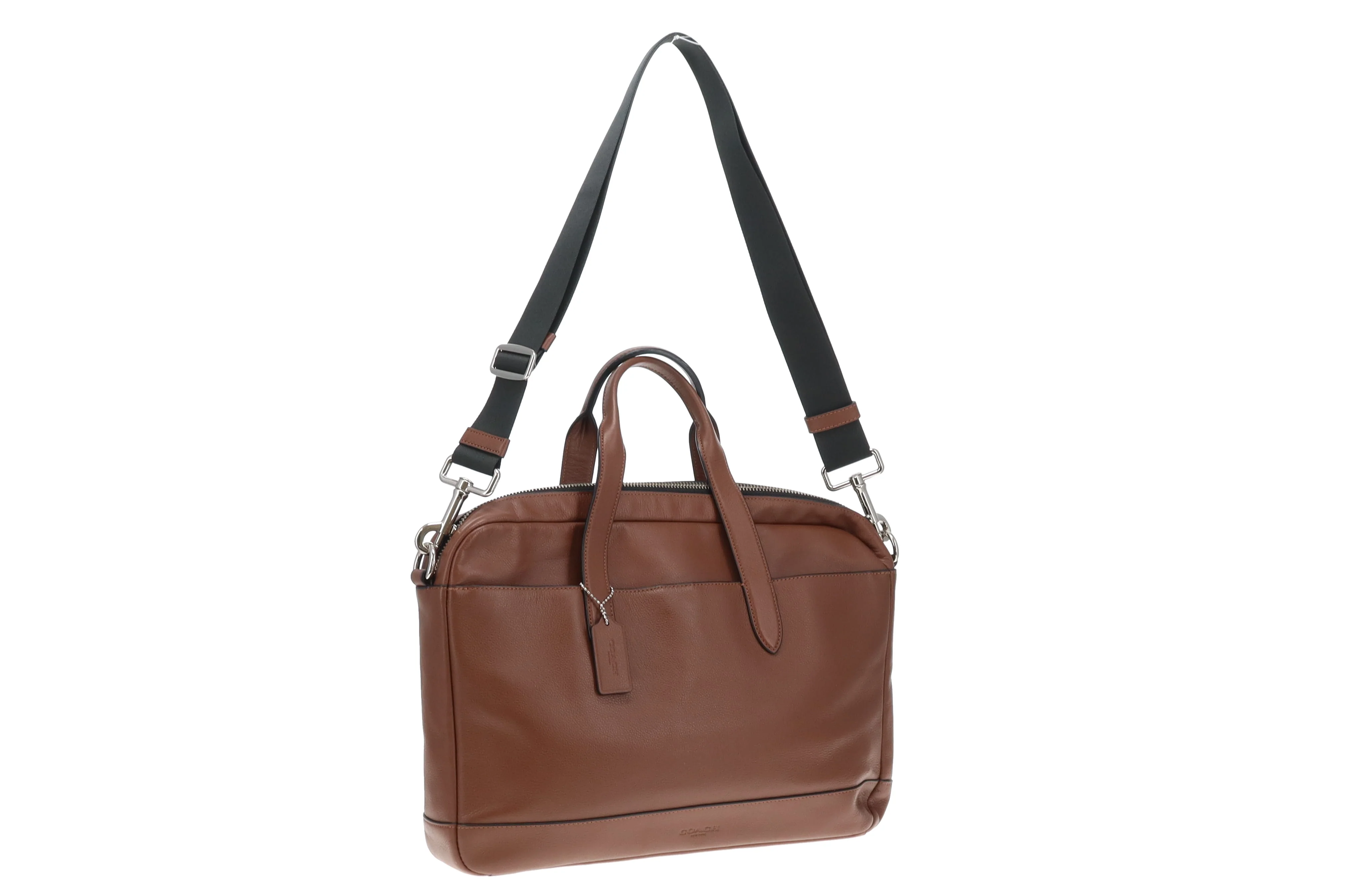 Coach Laptop Bag Brown Leather with Strap - Image 4